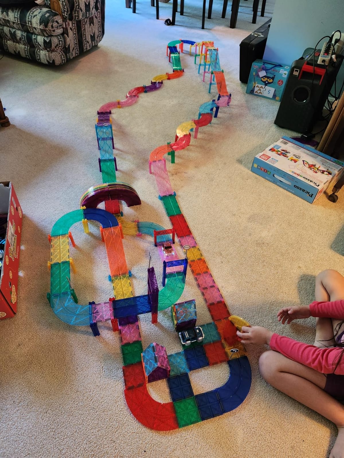 PicassoTiles 100 Piece Magnetic Tiles Race Track Toy Creative Building Set Ages 3+ customer photo 1