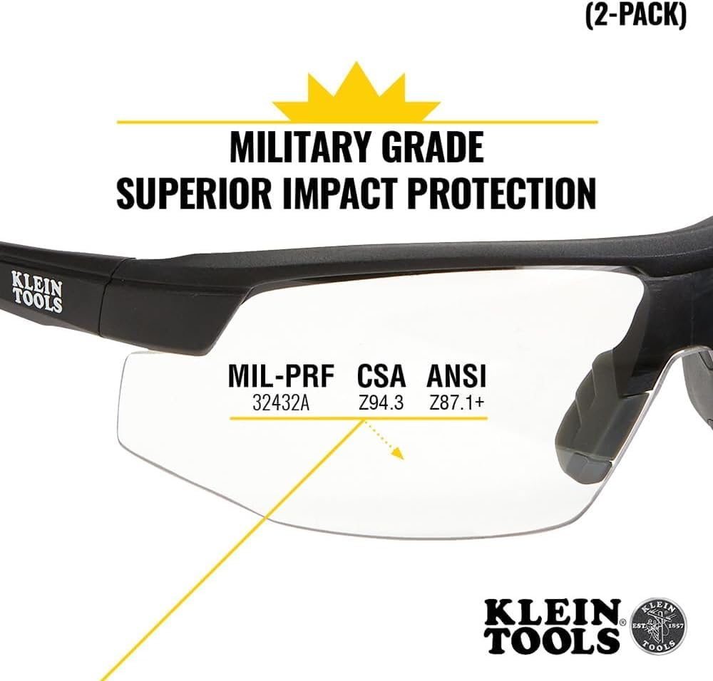 KLEIN TOOLS 60171 Safety Glasses, PPE Protective Eyewear with Semi Frame, Scratch Resistant and Anti-Fog, Clear Lens, 2-Pack customer photo 1