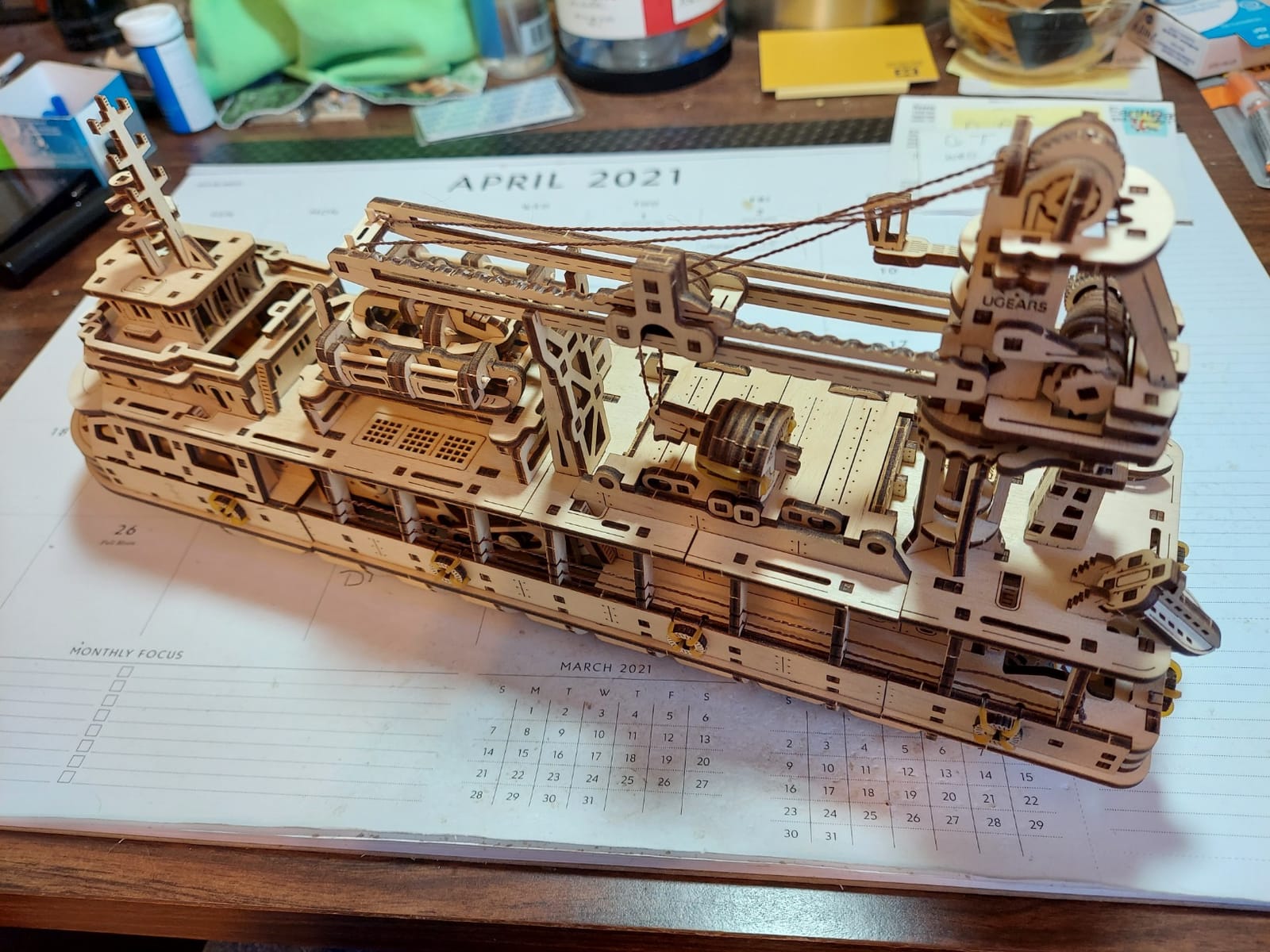 UGEARS Research Vessel 3D Wooden Puzzles for Adults - Wooden Model Kits for Adults Model Ship Kit for Adult Mechanical Model Kit Puzzle Brain Teaser Hobby Set Home Decoration customer photo 1