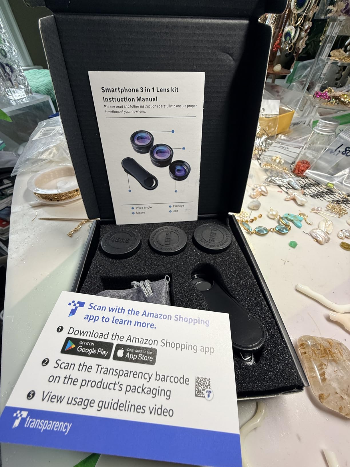 KEYWING 3in1 Phone Camera Lens Kit - 198° Fisheye + 120° Wide Angle + 20x Macro Lens for iPhone and Android customer photo 1