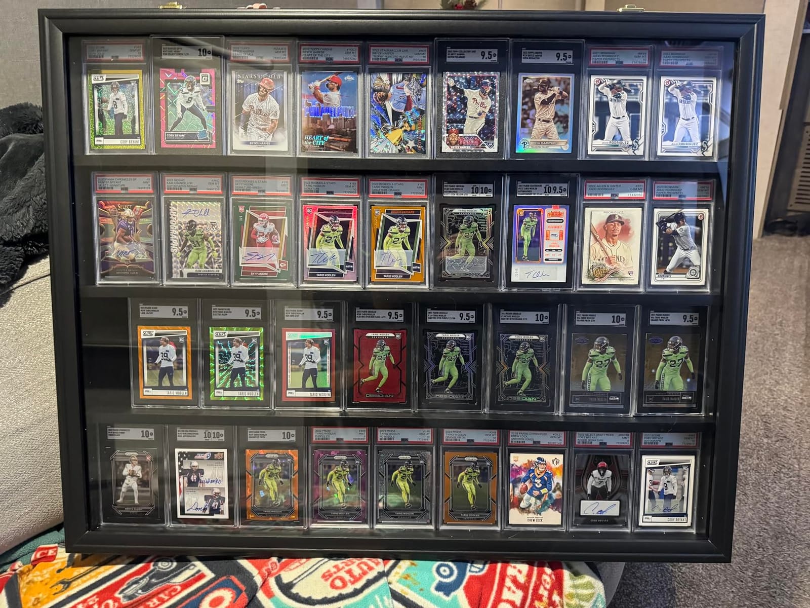 KCRasan 36 Graded Sports Card Display Case - Card Display Case Lockable | Baseball Card Display Case Lockable, Wall Display Frame for Basketball Hockey Trading Cards with UV Protection Acrylic customer photo 2