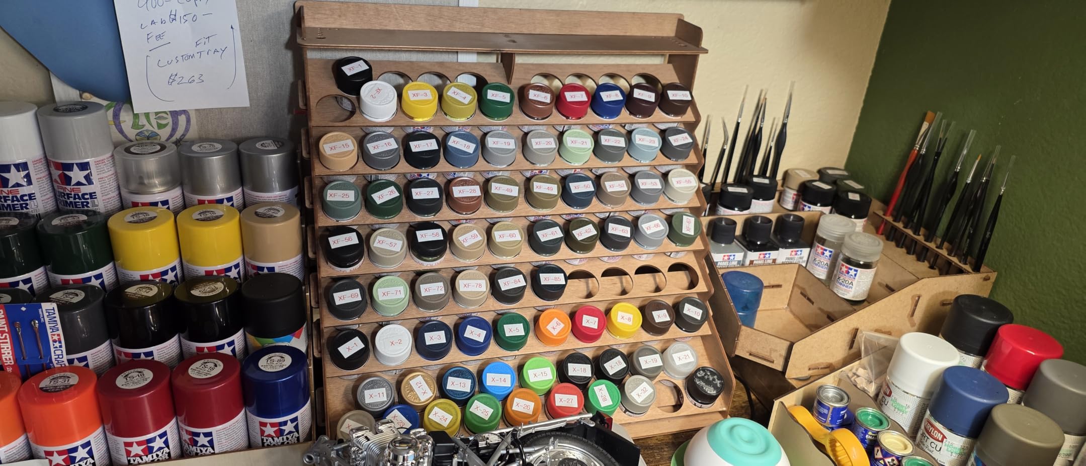 PROSCALE Paint Rack Organizer for Miniature & Model Paints Tabletop Paint Stand with 26mm & 36mm Holes Brush & Tool Holder Artist Room Compatible with Vallejo, Army Painter, AK (Module A) customer photo 2