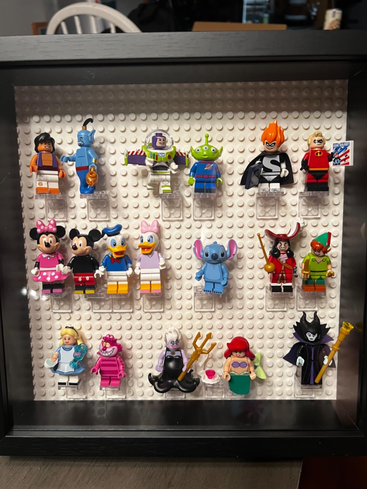 Tapeera Black Wooden Minifigure Display Case - Memorabilia Display Case for Figures - 11 x 11 Inches Shadow Box Frame - for Wall and Table Top - with Dust Protection - Holds Up to 28 Figurines customer photo 1