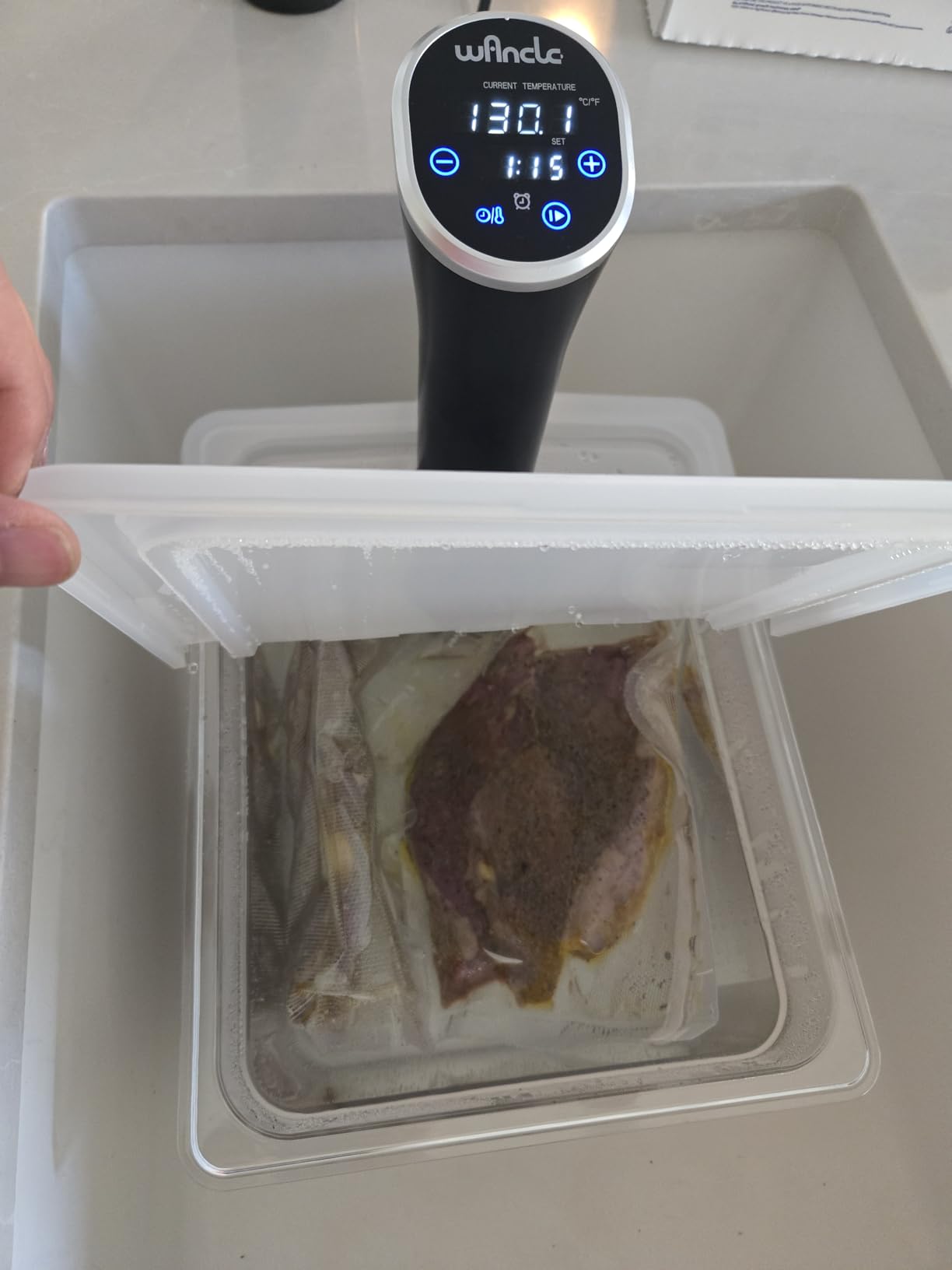 Sous Vide, Wancle Sous Vide Cooker 1100W IPX7 Waterproof Thermal Immersion Circulator With Reservation Function, Easy to store customer photo 2