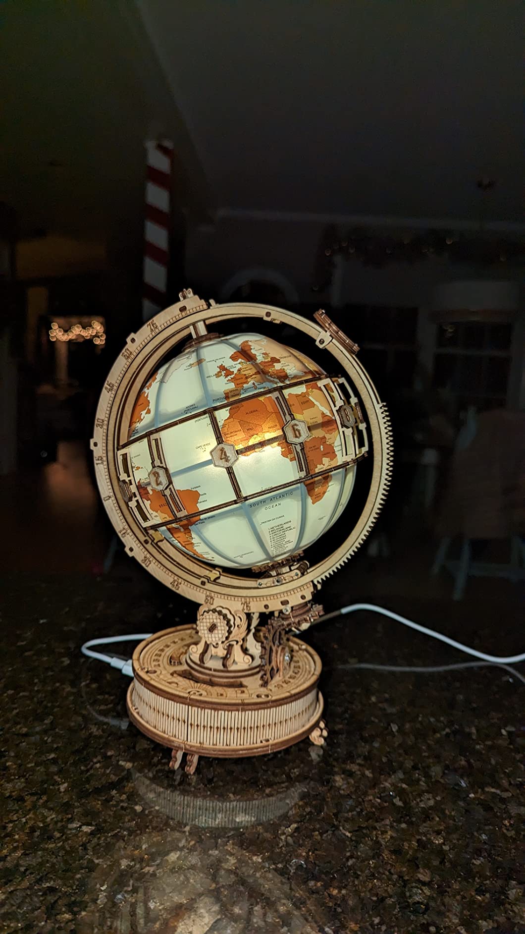 ROKR 3D Wooden Puzzles for Adults Illuminated Globe with Stand 180pcs 3D Puzzles Built-in LED Model Kit Hobby Gifts for Adults Home Decor customer photo 1