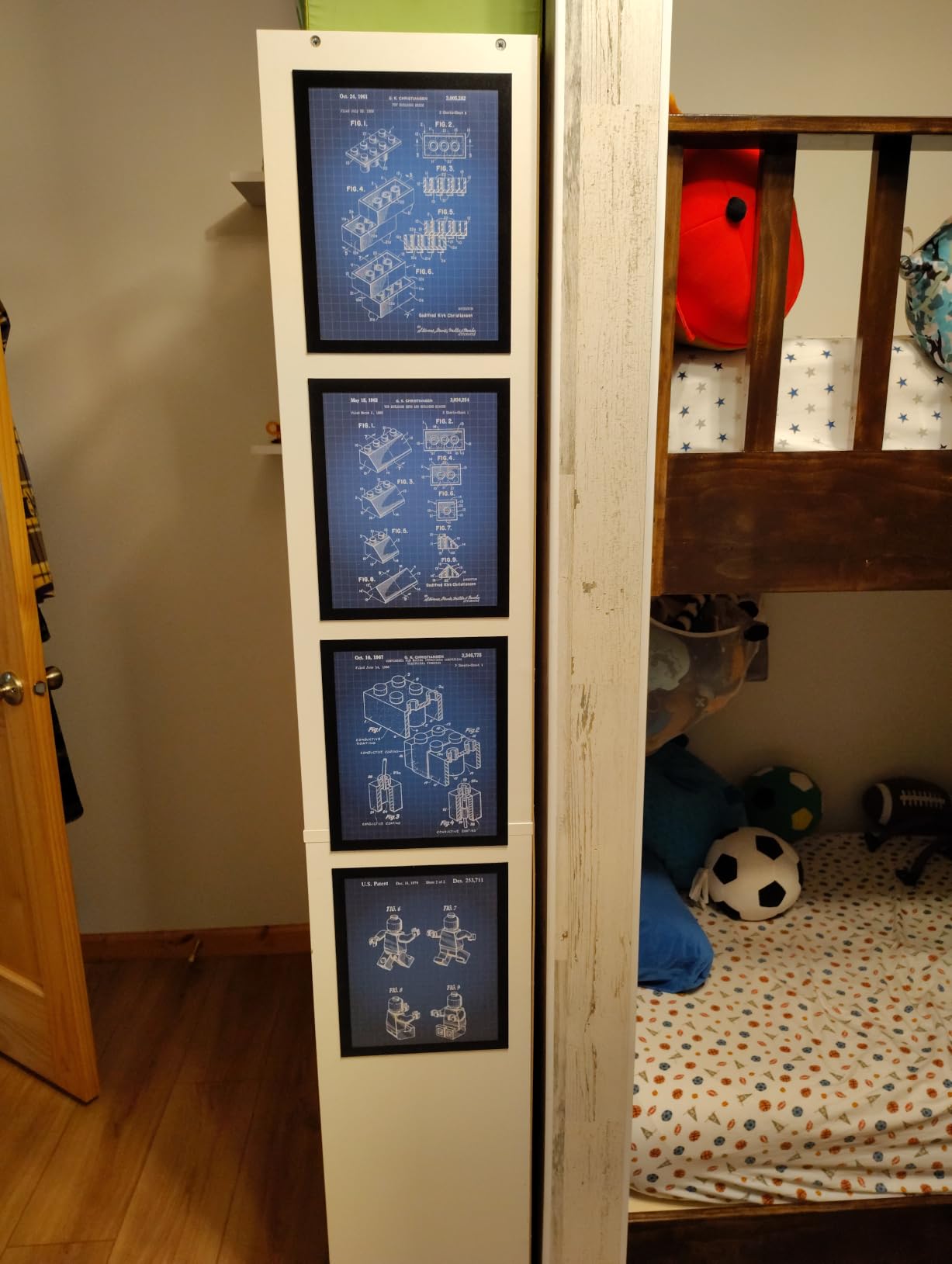 Legos Patent - A Set of Four Lego Patents Wall Art Decor Prints with blue backgrounds - unframed artwork printed on photograph paper customer photo 1