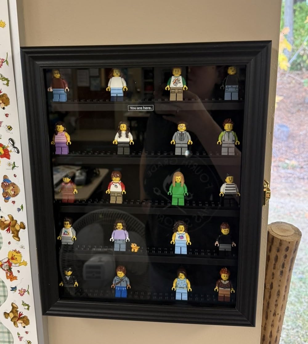 VERANI Minifigures Miniature Display Case Collectibles Display Box Wall Mount Figure Display Curio Cabinet with Lockable Anti Dust Door for Small Objects Lockable Removable Shelves - Small Black customer photo 1