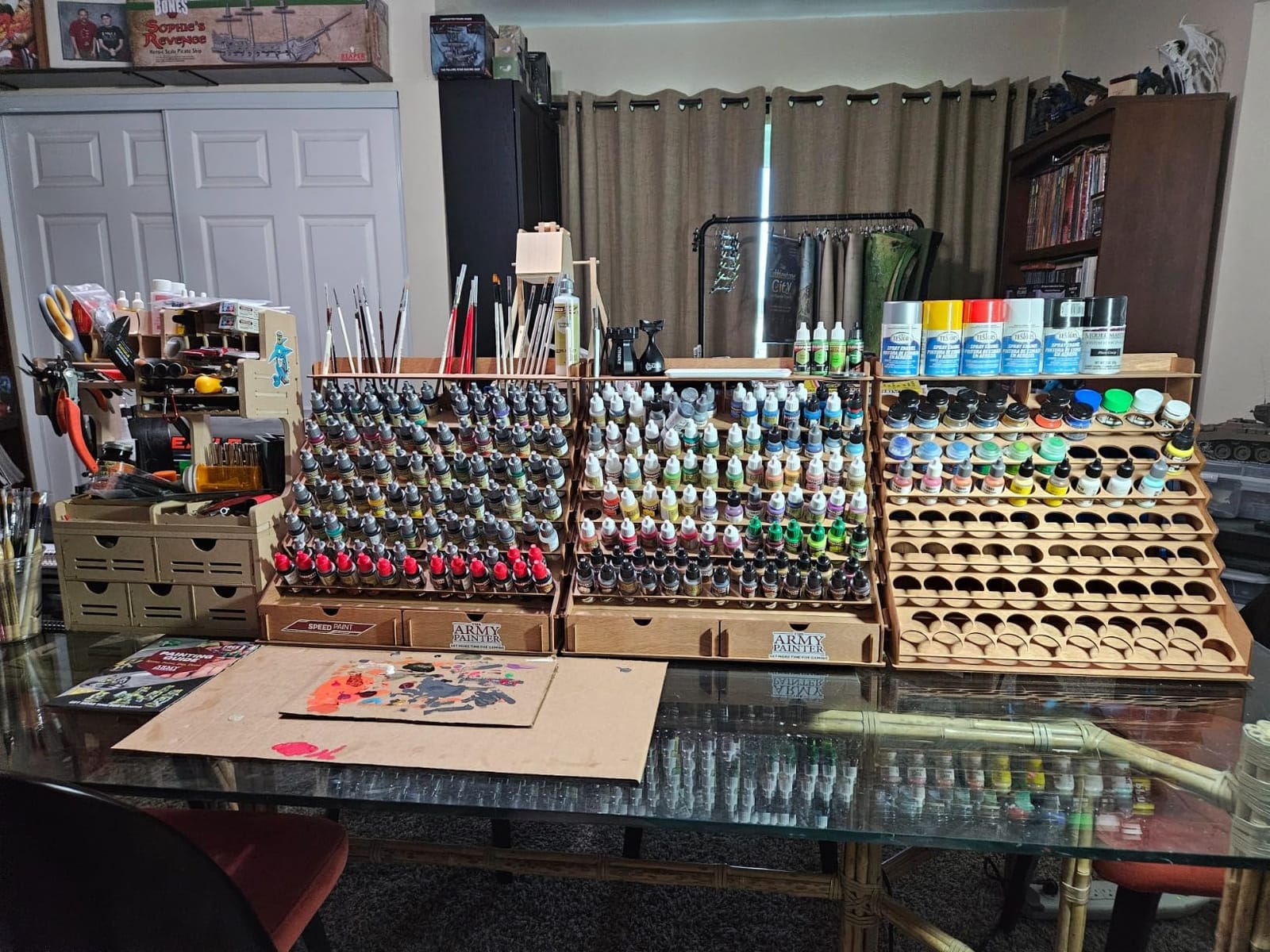 Plydolex Plywood Storage Rack - 105 Bottle Holes for 17 ml Vallejo Paints, 14 Paintbrush Slots, 6 Miniature Stands, 2 Drawers, a Shelf & a Brush Tray - Works for DnD, Warhammer 40K and Other Minis customer photo 2