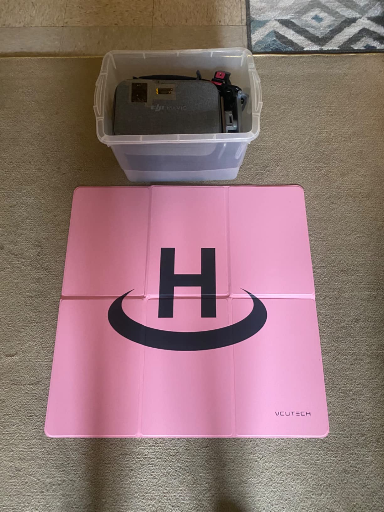 VCUTECH Drone Landing Pad - Weighted 25 inch(65cm) for DJI Mini 3 Pro, Mavic 3, Mavic Air 2/2S, DJI Mini 2, FPV Drone, Avata Fly More Kit Accessories (Pink) customer photo 2