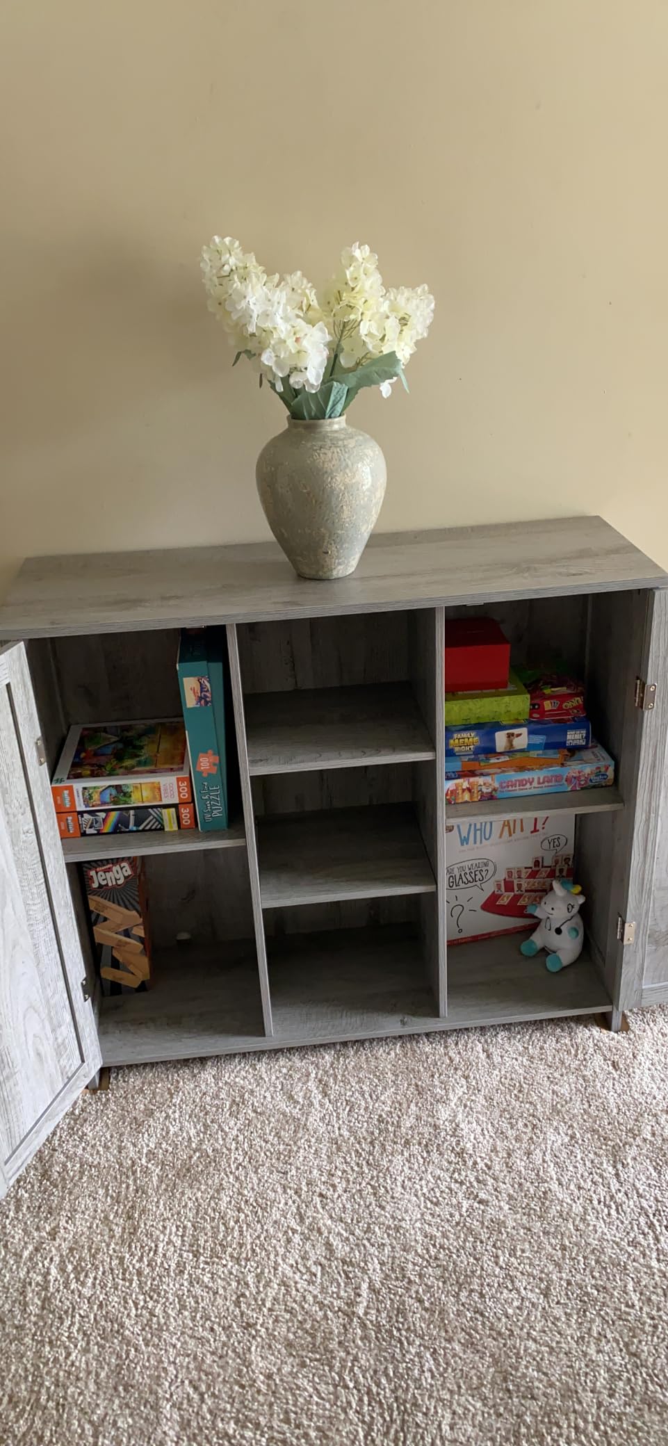 Iwell Storage Cabinet with 2 Doors and 4 Adjustable Shelves, Buffet Cabinet with Storage, Floor Cabinet for Living Room, Entryway, Kitchen, Rustic Gray customer photo 1