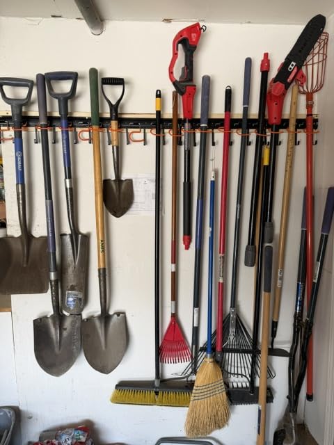 TVKB 68'' All Metal Garden Tool Organizer Adjustable Garage Tool Organizer Wall Mount with Heavy Duty Hooks customer photo 2
