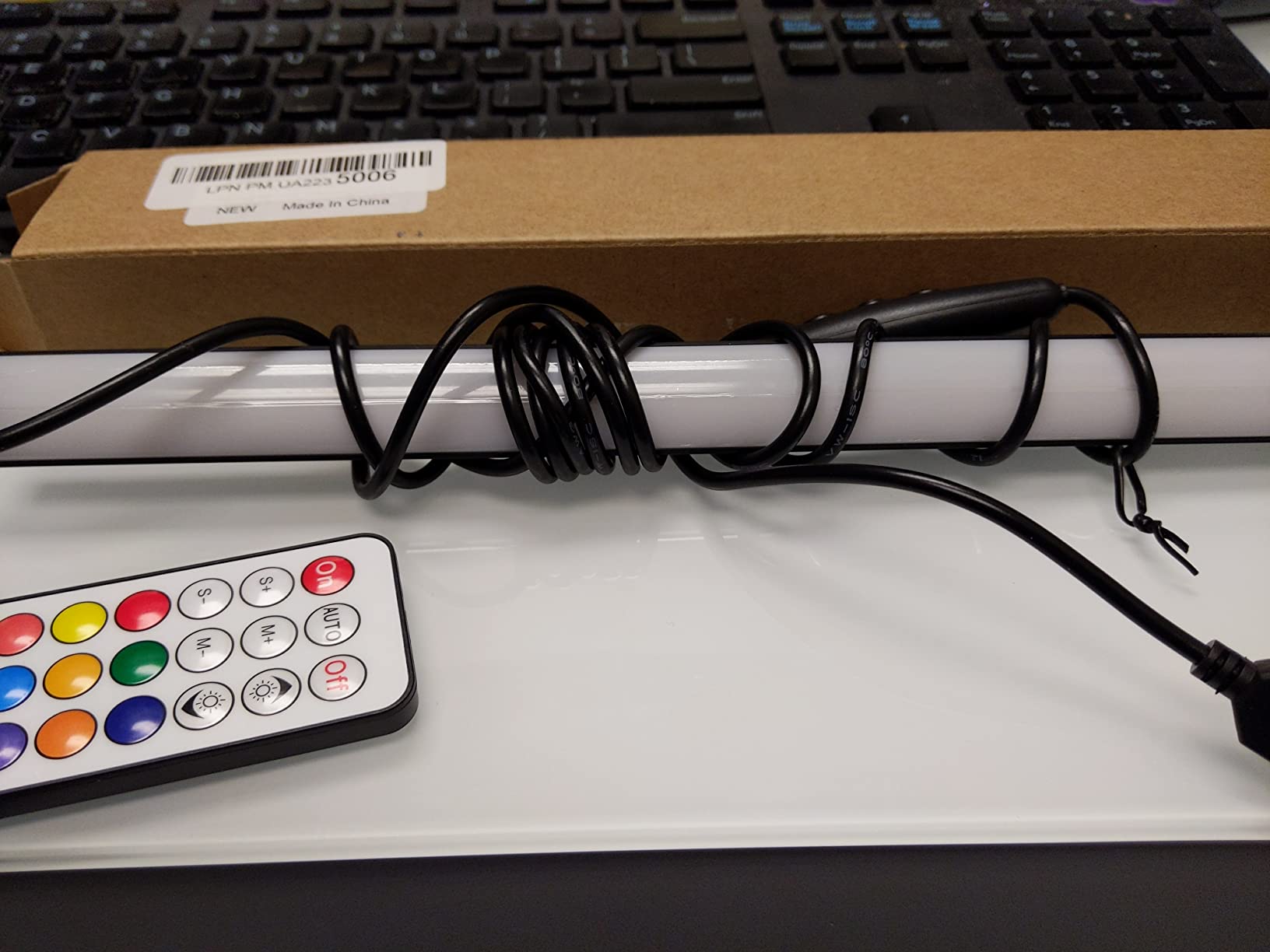 Under Monitor RGB Light Bar, LED Light for Desk Gaming Setup, USB Powered Keyboard Light, 12 Inch 5V, 353 Color Change Modes, Wireless Remote, LED Ambient Lights for Room Decor, Desk Setup, PC customer photo 1
