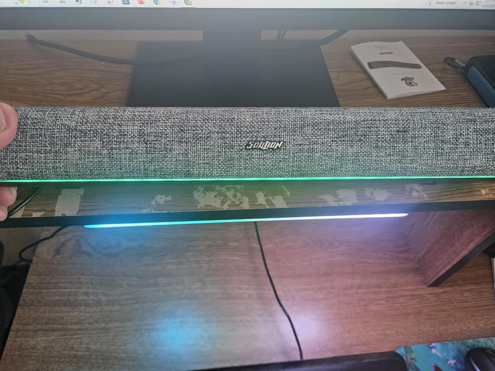 Under Monitor RGB Light Bar, LED Light for Desk Gaming Setup, USB Powered Keyboard Light, 12 Inch 5V, 353 Color Change Modes, Wireless Remote, LED Ambient Lights for Room Decor, Desk Setup, PC customer photo 2