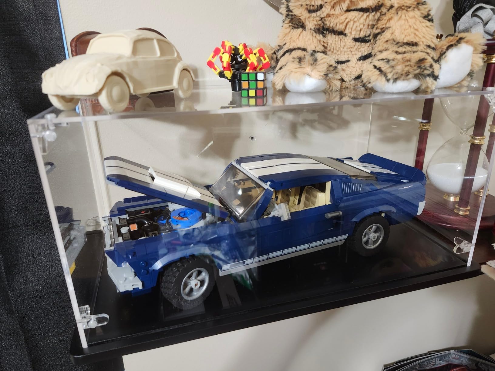 Acrylic Display Case for Lego Cars Diecast Model Cars | 3MM Thick, Solid Wooden Base, Interior 15 x 8 x 7 Inches, Fit for 10295 10300 42123 21317 10290 21328 10282 customer photo 1