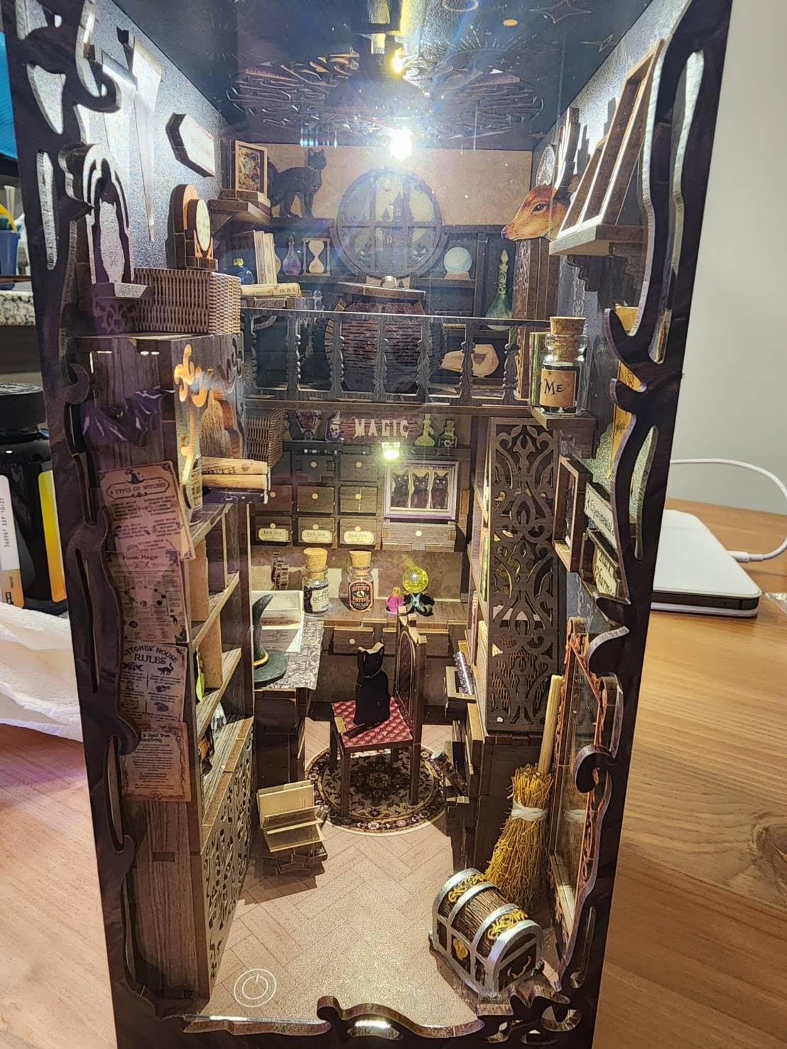 Book Nook Kit Library - DIY Miniature Booknook Kit for Adults | 3D Wooden Puzzle Bookend Bookshelf Decor with LED & Dust Cover Christmas Crafts Gifts for Book Lovers (Eternal Bookstore) customer photo 1