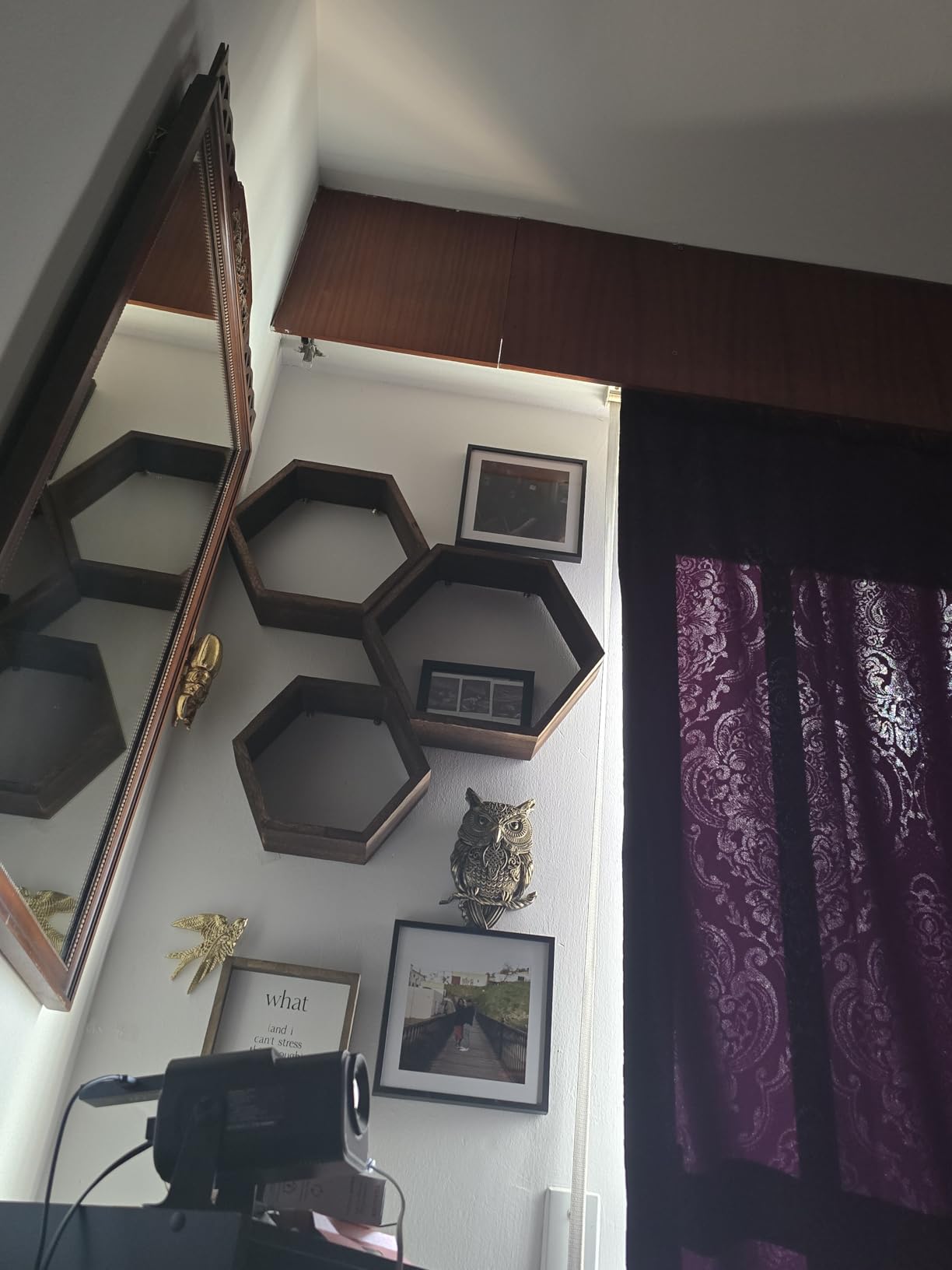 NOVIMANGO Hexagonal Floating Shelves Set of 6, Honeycomb Shelves | Hexagon Hanging Shelves, Wooden Hexagon Shelves, Farmhouse Storage, for Wall Decor, for Bedroom Nursery, Free Combination customer photo 2