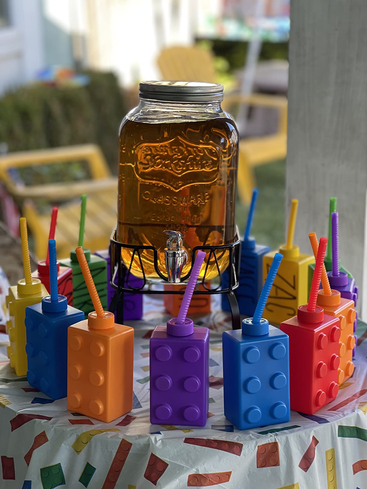 6 Set Building Blocks Cups 10 oz Blocks Reusable Party Favors Cup with Lids and Straws customer photo 1