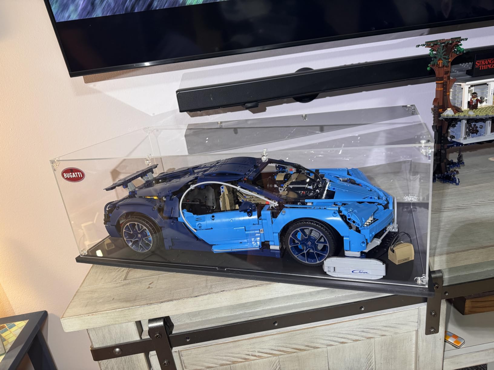 Acrylic Display Case for Lego Model Cars - Interior 24x2x8 inches | 3MM Thick, Solid Wooden Base, Fit for 42143 42115 42083 42096 42056 76139, Dustproof Clear Display Box Showcase customer photo 2