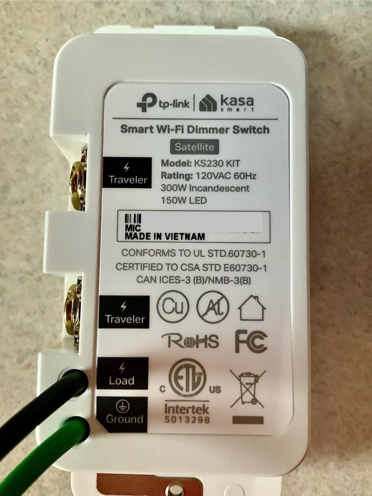 Kasa Smart 3-Way Dimmer Switch Kit, KS230 KIT v2, Need Neutral Wire | 2.4GHz Wi-Fi, Dimmable Light Switch Works with Alexa, Google Home & SmartThings, ETL Certified, No Hub Required, White customer photo 1