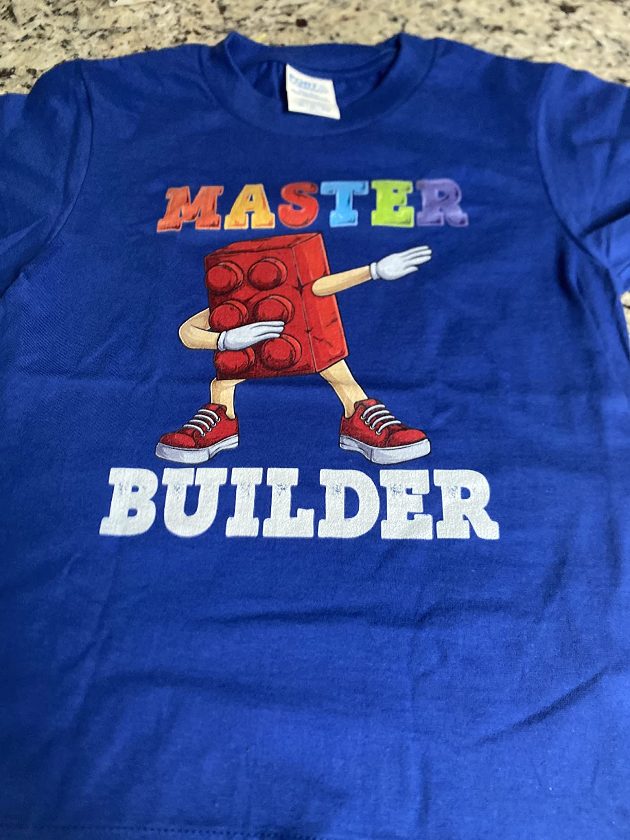 Dabbing Kids Master Builder Funny Building Blocks Bricks T-Shirt Small customer photo 1