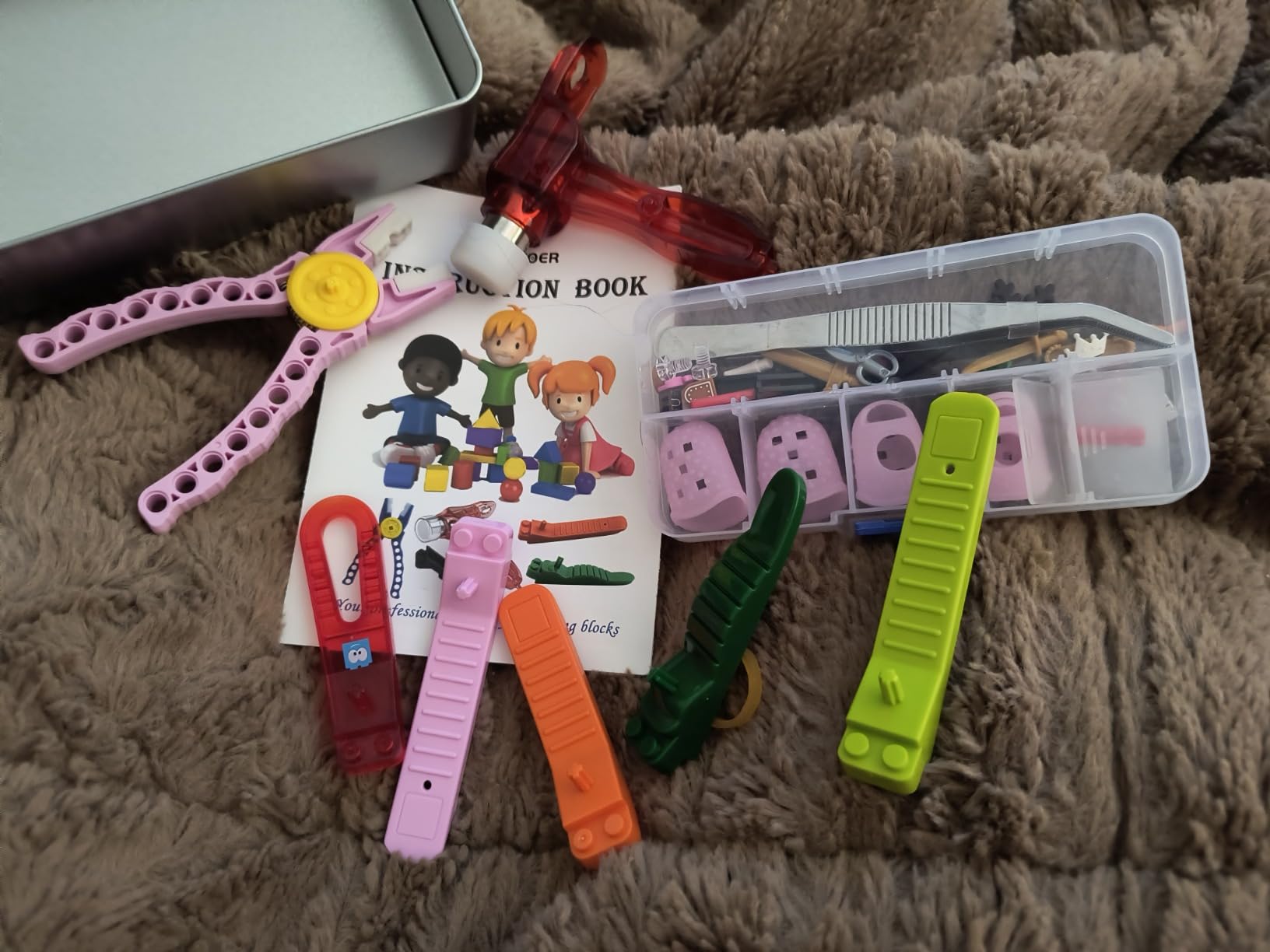 Building Blocks Tool Kit - Brick Separator, Mini Blocks Tool Set with Hammer, Pliers, Tweezers and Tin Box customer photo 2