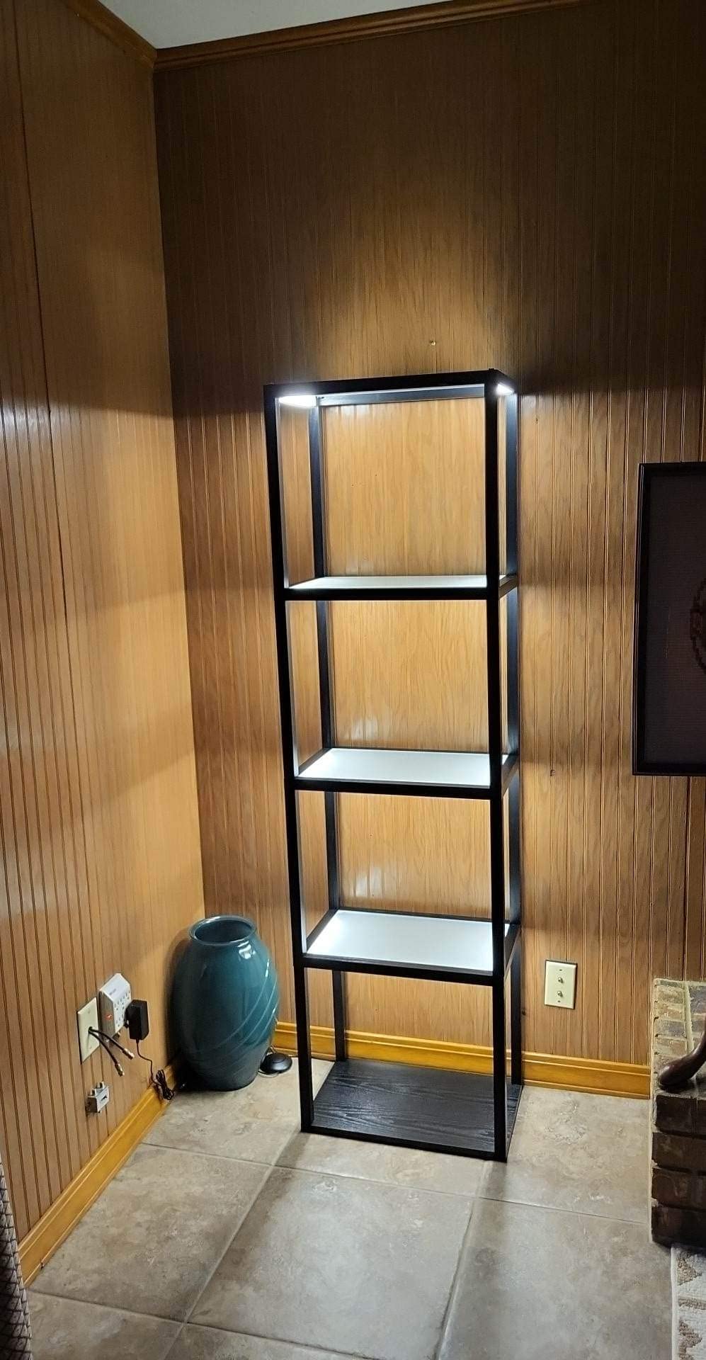 LED Display Shelf with Lights - Glass Display Cabinet for Collectibles with Dimmable Lighting, App & Remote Control - 66