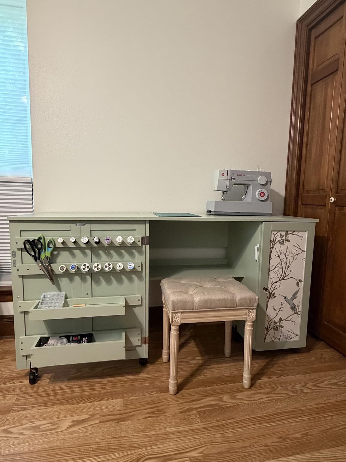 Best Choice Products Large Folding Sewing Table, Multipurpose Portable Craft Station & Side Desk w/Compact Design, Caster Wheels, Storage Shelves, 2 Storage Trays, Magnetic Doors - White customer photo 1