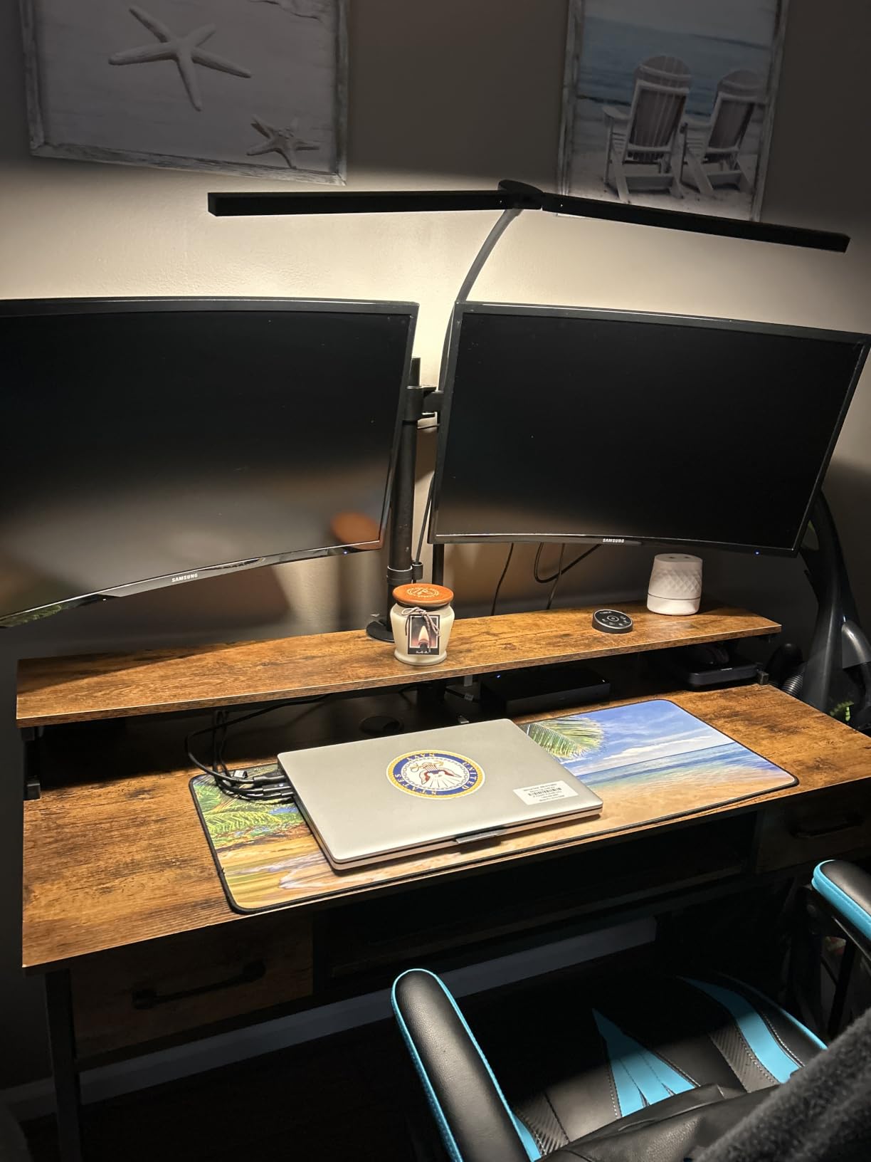 Led Desk Lamp for Office Home - Eye Caring Architect lamp with Clamp, Dual Screen Computer Monitor Work Smart Light: 24W 5 Color Flexible Adjustable Lighting Table Lamp for Study Drafting customer photo 1