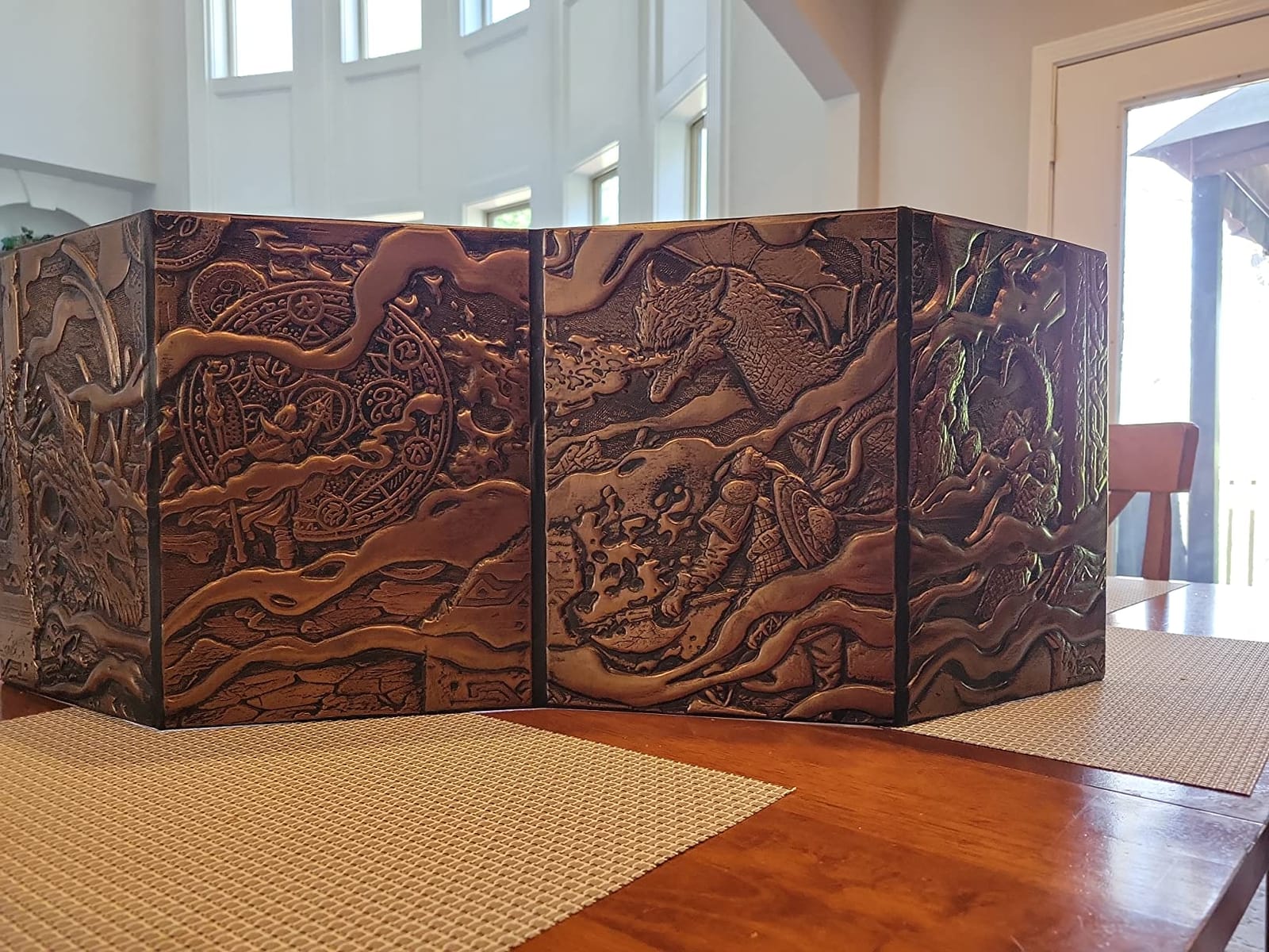 DND DM Screen 5e - D&D Dungeon Master Screen 3D Faux Leather with Customizable Inserts - Dungeons & Dragons GM / Game Master Accessories Gift for Man or Woman. Hide Dice Rolls, Maps & Books (Bronze) customer photo 2