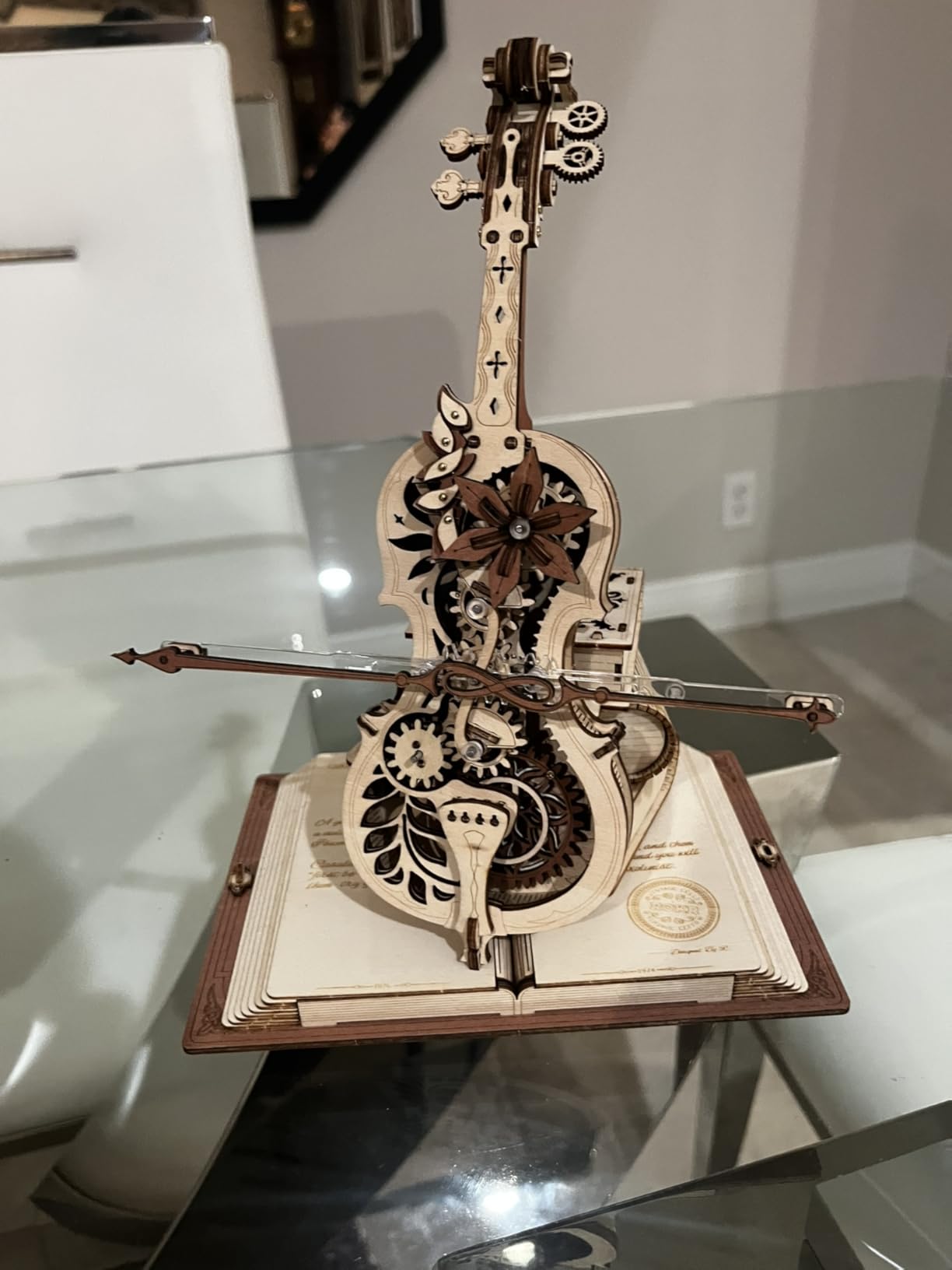 ROKR 3D Puzzles for Adults 1:5 Scale Cello Model Kit with Base 199pcs Wooden Music Box Building Kit Desk Gift for Men Women Hobby for Adults customer photo 1