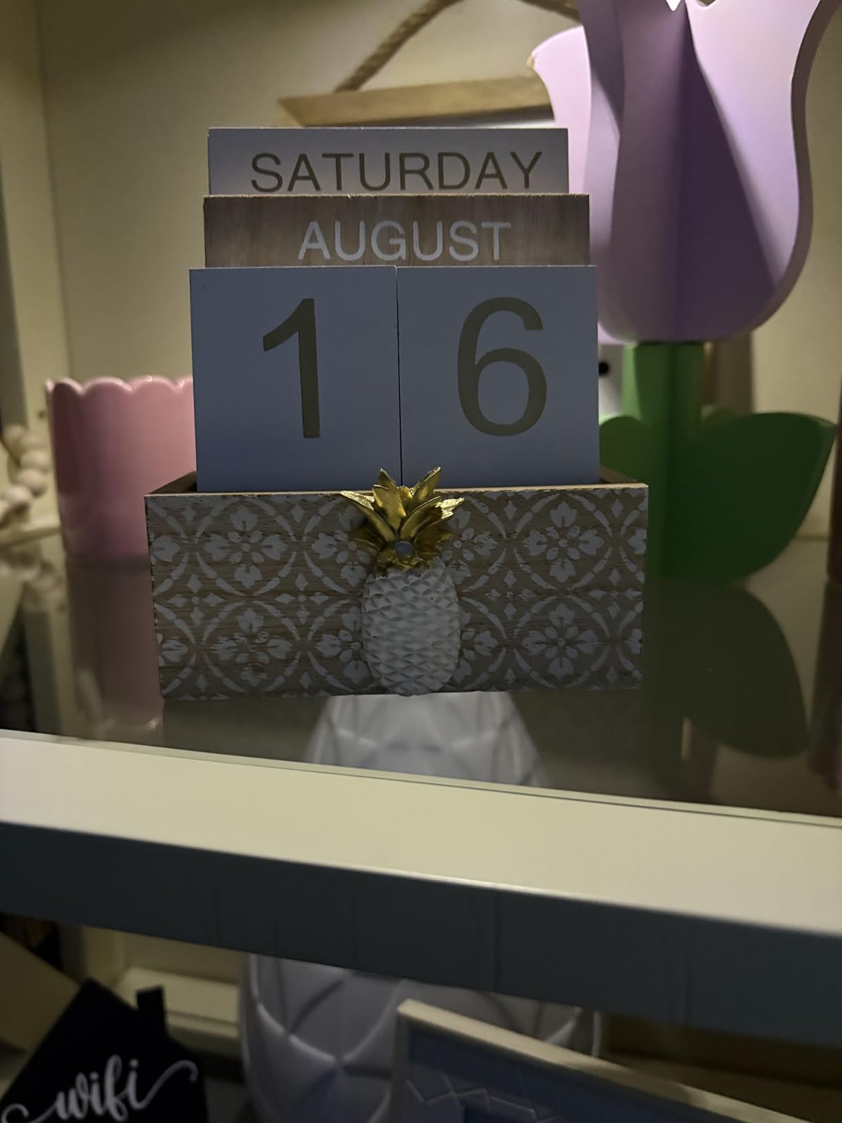 Perpetual Desk Calendar, Wooden Calendar Vintage Office Supplies Block Home Office Aesthetic Boho Desk Accessories Green Cactus Decor Gift customer photo 2