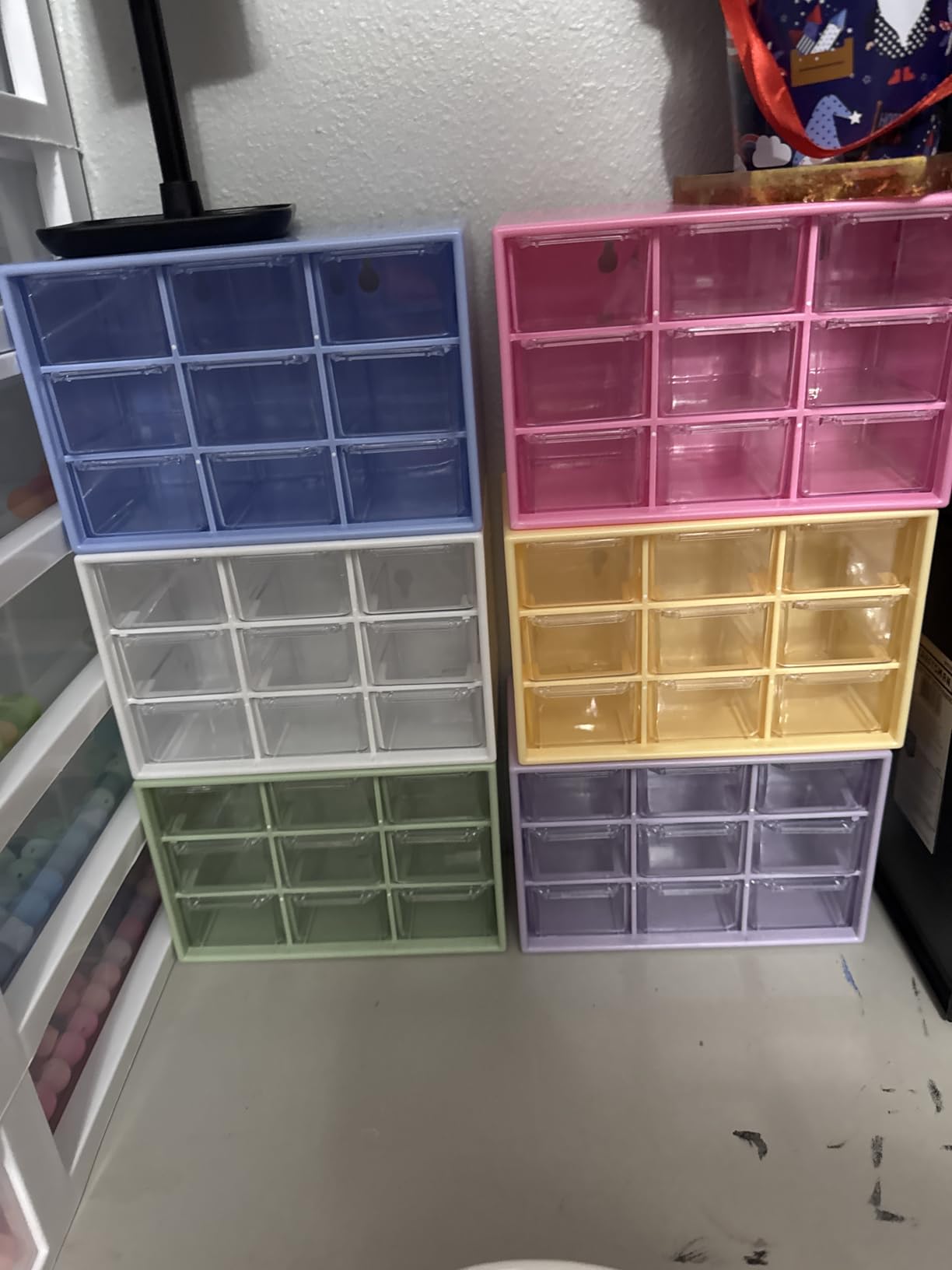 Amyhill 6 Pcs Mini Drawer Organizer Small Organizer with 9 Drawers Plastic Desktop Craft Storage Box for Office Home Room Jewelry Cosmetics Collection(Multicolored) customer photo 2