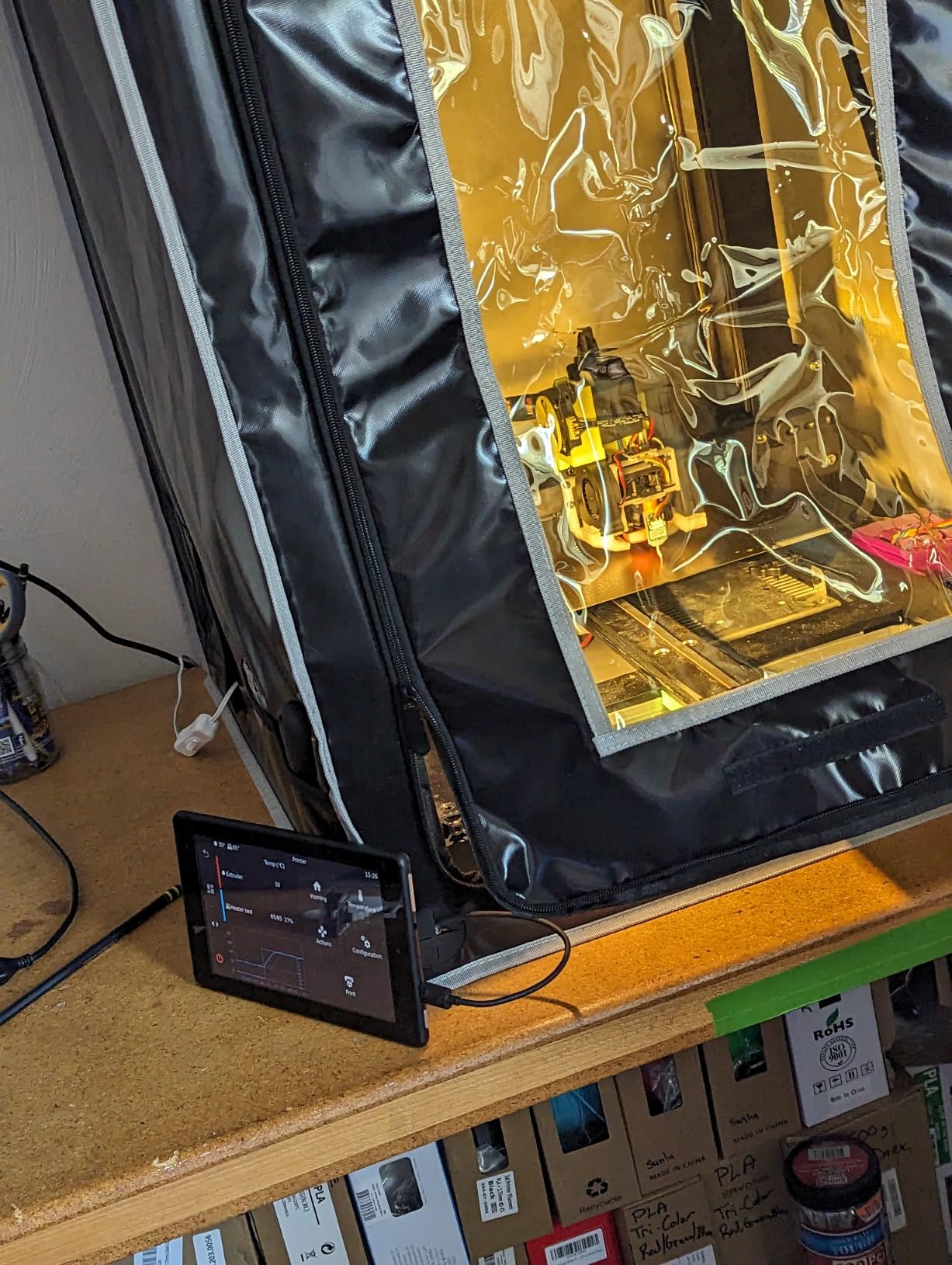 Resin 3D Printer Enclosure with Ventilation, 3D Printer Vented Enclosure Tent Cover Eliminate Odors Dustproof Isolate Noise, Compatible with Most Resin LCD UV 3D Printers customer photo 1