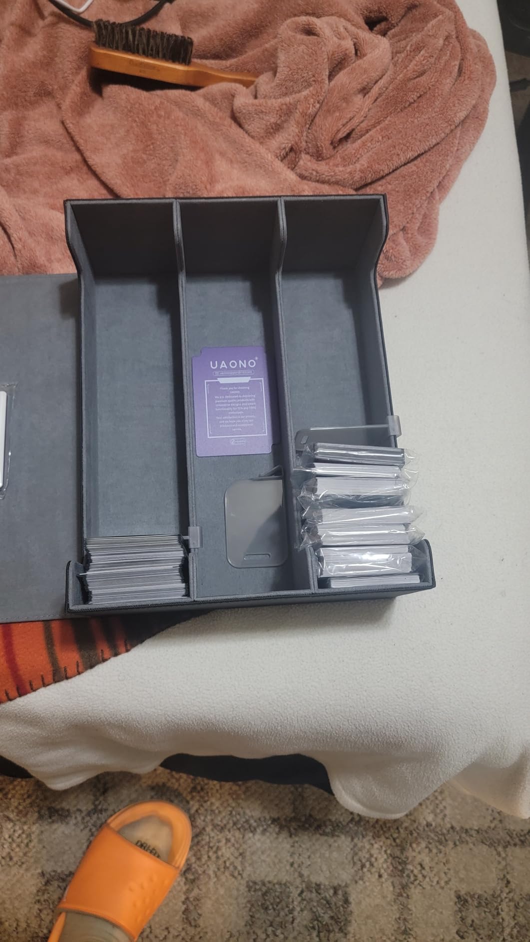 UAONO Trading Card Storage Box for 1800+ Sleeved Cards, Bulk Card Storage | Magnetic Closure PU Leather Card Organizer with 10 Dividers & 3 Stoppers for MTG, PTCG, TCG, Sports Cards (Black) customer photo 2