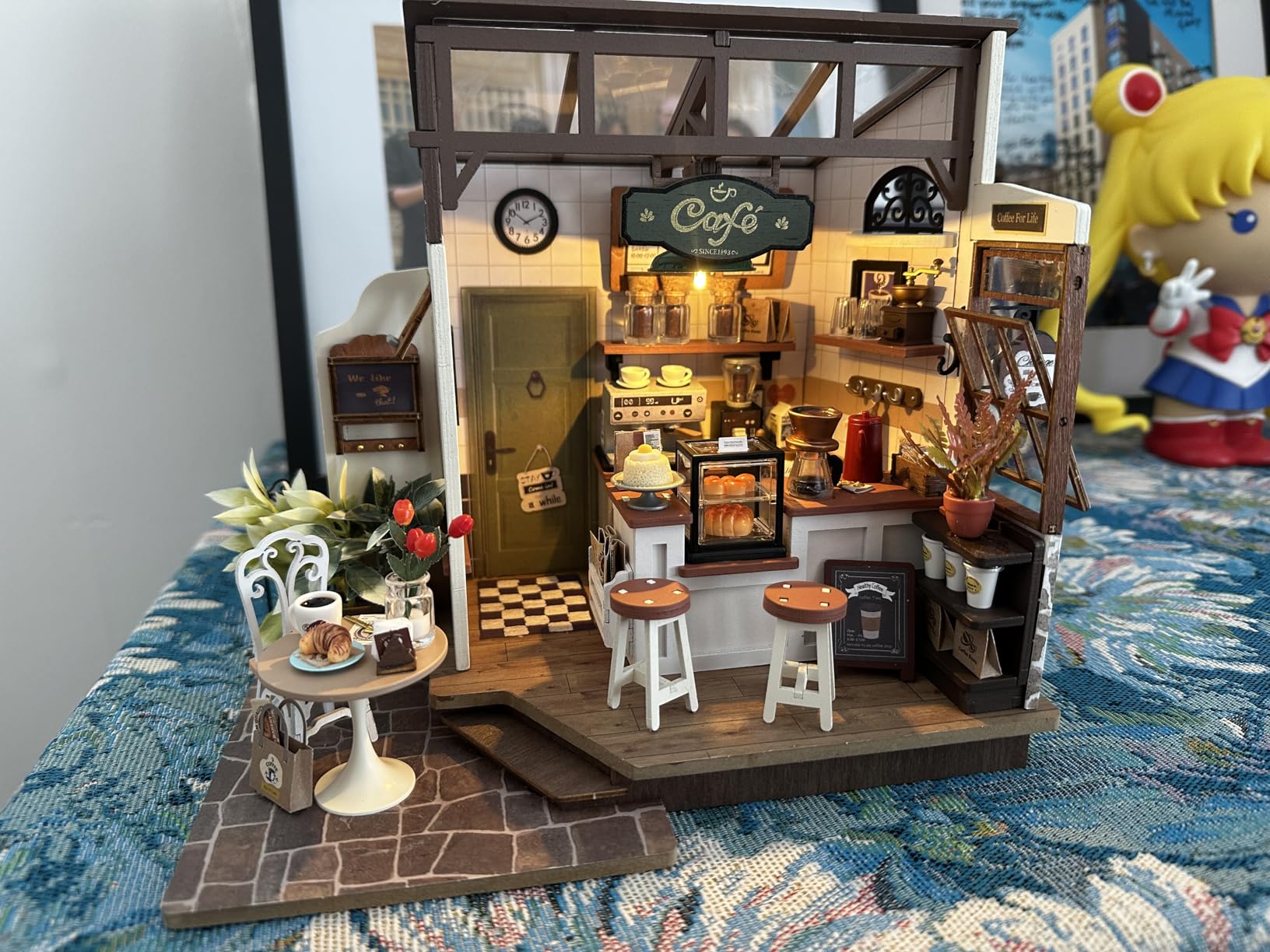 Rolife Coffee Shop DIY Miniature House Kit with LED Light | 183 Pcs Coffee 3D Wooden Puzzle Model Kit for Beginner, 1:18 Scale Therapeutic Craft Diorama for Adult Home Decor & Gift customer photo 1