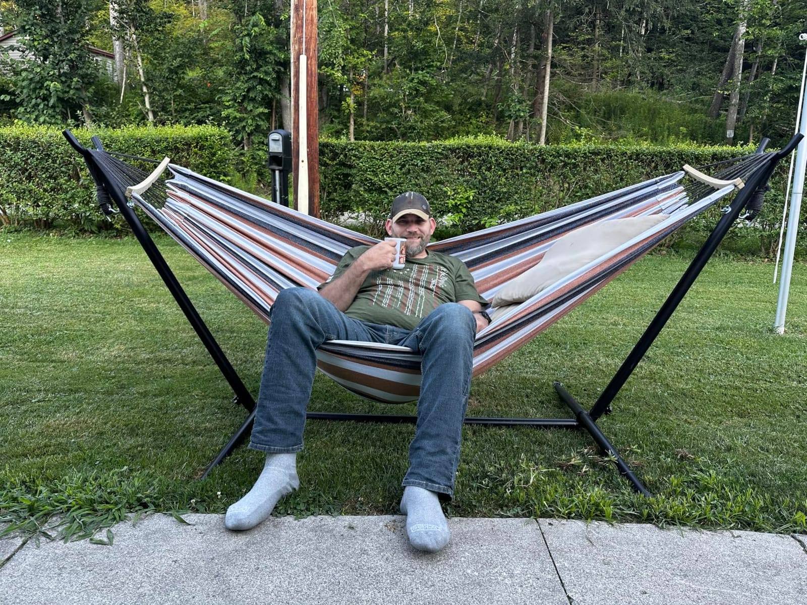 SZHLUX Hammock with Stand for Outside,Hamaca Con Base customer photo 2