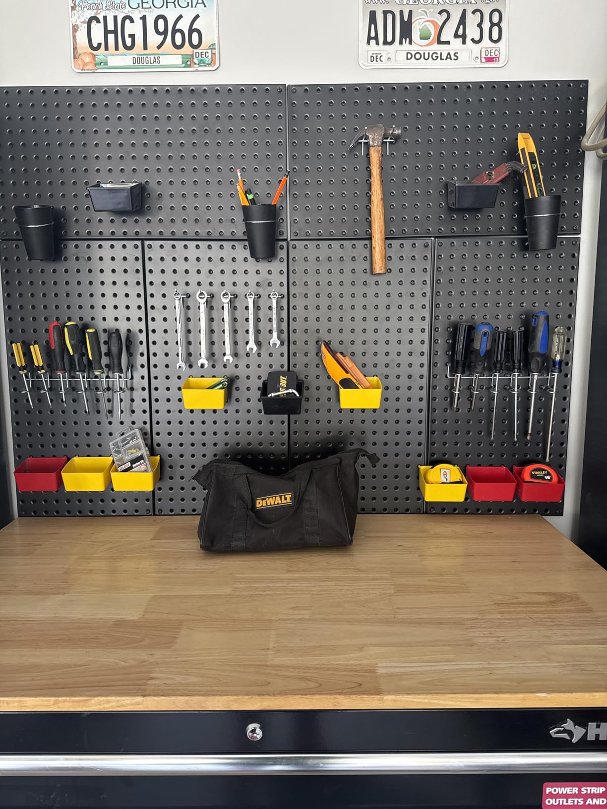 Metal Pegboard Wall Panels, Peg Boards for Garage Tool Storage | Heavy Duty Pegboard Tool Storage Kit for Home, Craft Room Black 4 Pcs customer photo 2