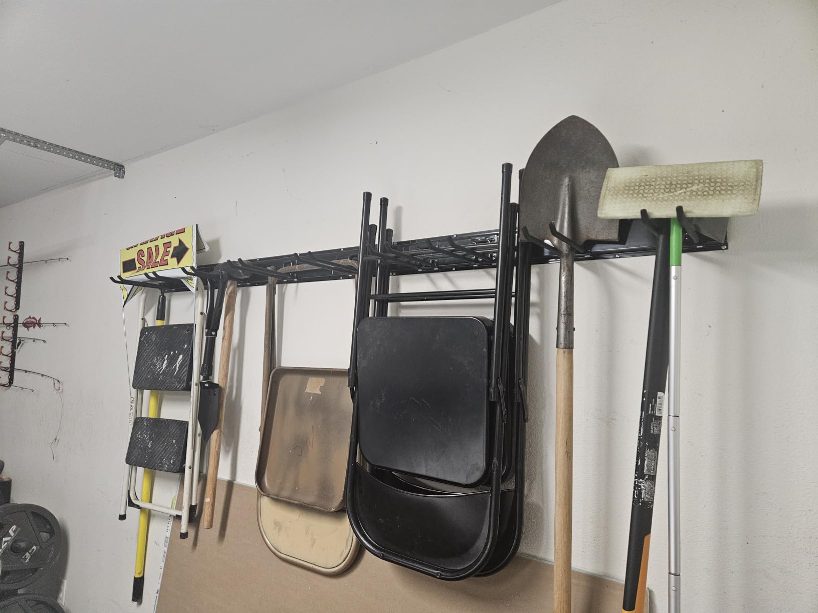 TIDYME Garage Tool Organizer Wall Mount - 48 inches - Sturdy Storage Rack with Adjustable Hooks, Anti-Rust - Easy Installation, 300lbs Capacity customer photo 1