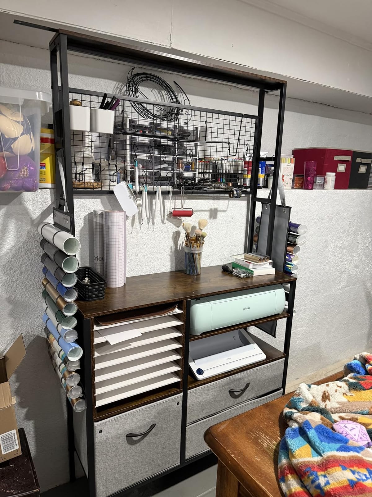 LOPASA Craft Storage Cabinet Compatible with Cricut Cutting Machine | Accessories Station|Desk with Storage|Organization and Storage|Table with Vinyl Organizer customer photo 2