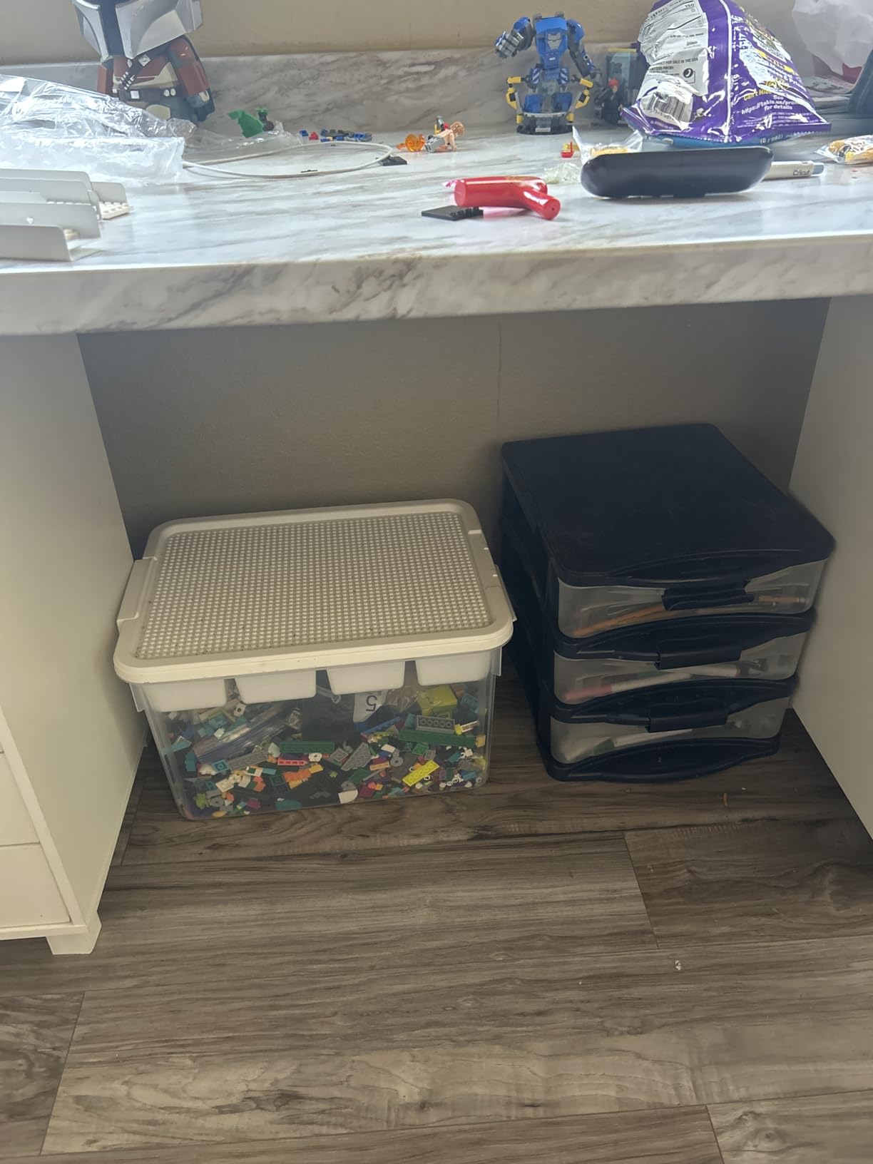 17 QT Plastic Storage Box with Building Baseplate Lid and Removable Tray - Clear Craft Organizer Container for Beads, Tools, Sewing Supplies, Secure Clasp customer photo 1