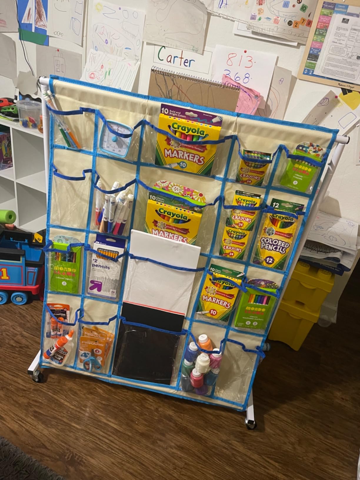 Craft Rolling Cart with Wheels - 40 Pocket Craft Storage Organizer for Kids customer photo 2