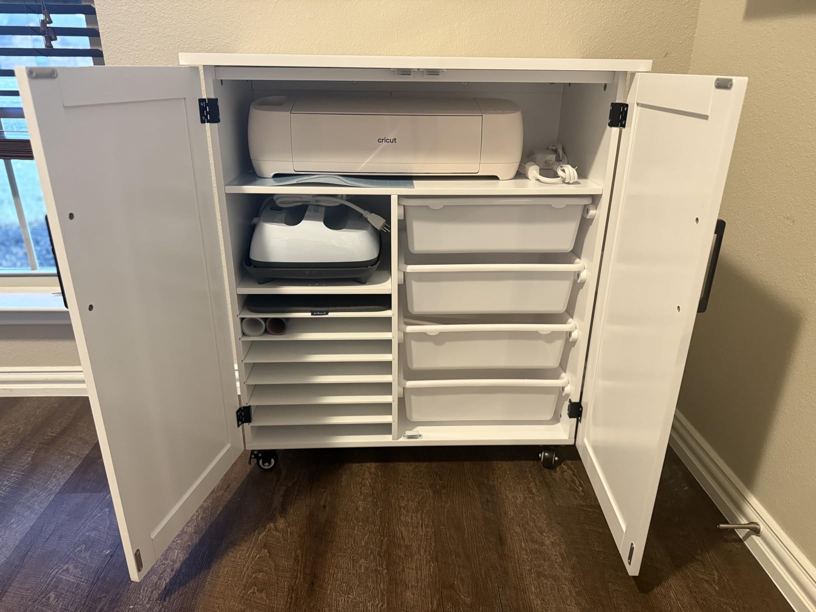 GDLF Craft Cart Compatible with Cricut Machine Cricut Table with Storage Cabinet Rolling Cart Furniture with Drawers Designed for Accessories Organization customer photo 1