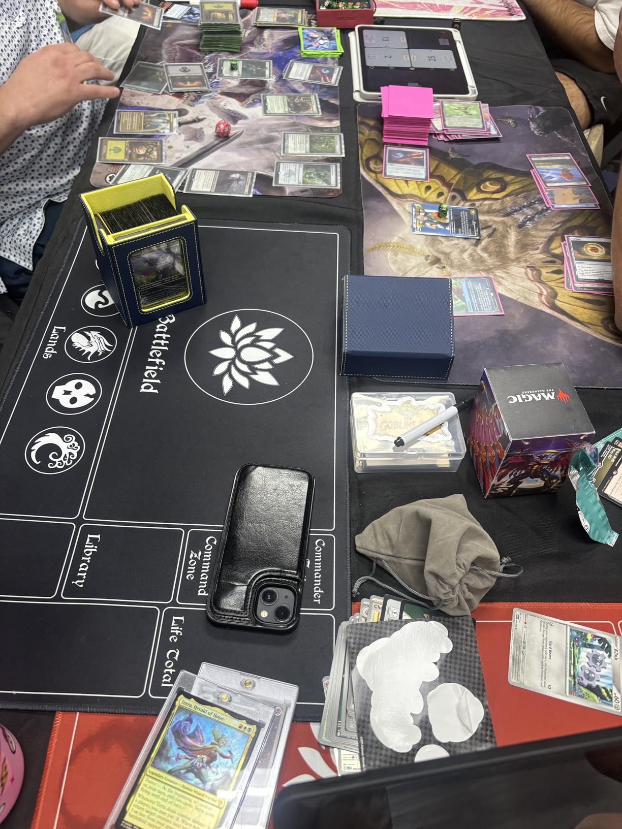 Biouai MTG Playmat for TCG Card Playing Game - 2Pcs Black Stitched Play Mat with Tube for Cards Gameplay, MTG, Yugioh, Magic The Gathering (24 x 14 inch) customer photo 2