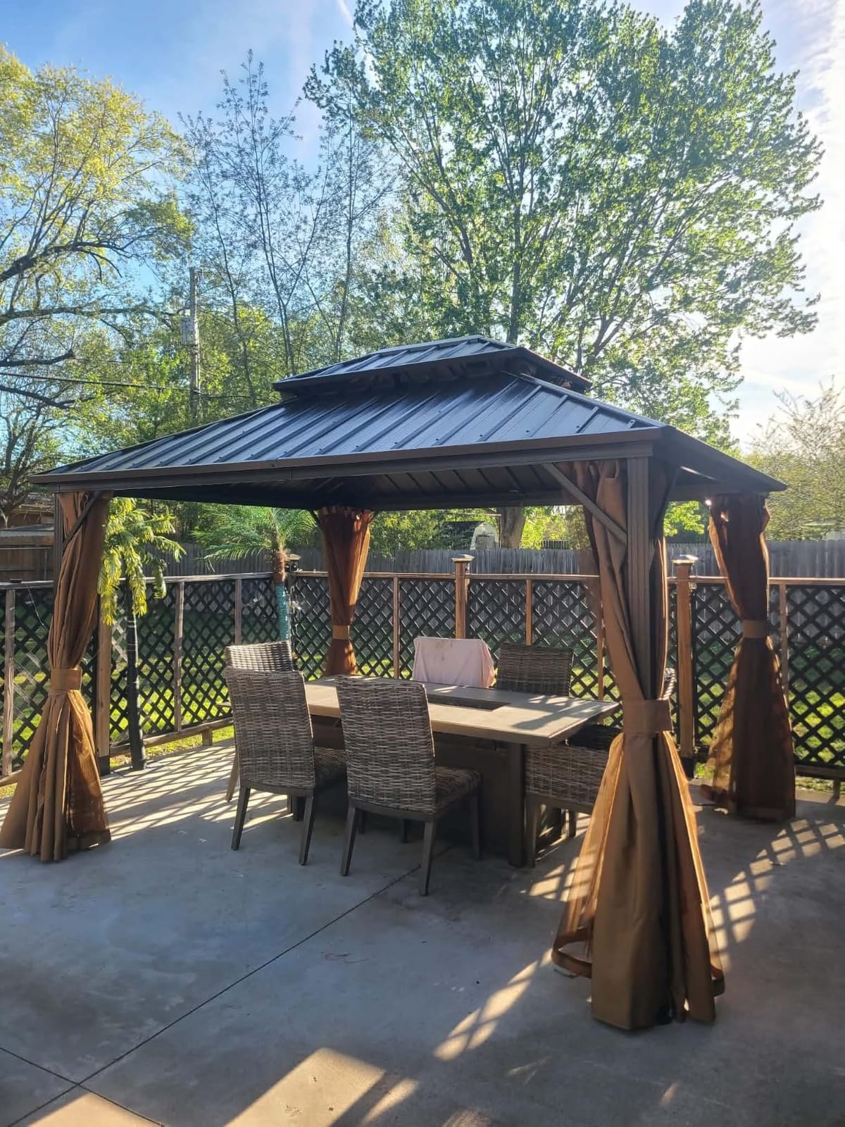 YOLENY 10' x 12' Hardtop Gazebo, Metal Gazebo with Aluminum Frame, Double Galvanized Steel Roof, Curtains and Netting Included, Pergolas for Patios, Garden, Parties, Lawns customer photo 2