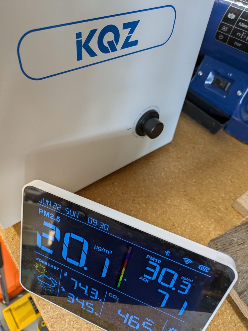 KQZ Laser Fume Extractor for Under 40W Laser Engraver with Display & Remote | 150W Smoke Absorber with H13 HEPA 10 Pre-Filters 6036RPM 280m³/h for Laser Cutter Solder Welding 3D Printing Nail Salon DTF customer photo 2