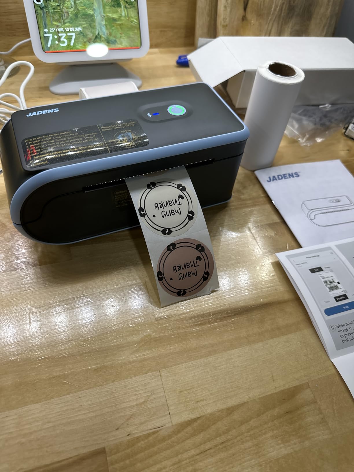 JADENS Bluetooth Thermal Label Printer, Wireless with Built-in Paper Bin | Compatible with iOS, Android, Windows, Mac, Chromebook, Widely Used for Etsy, Shopify, USPS customer photo 1