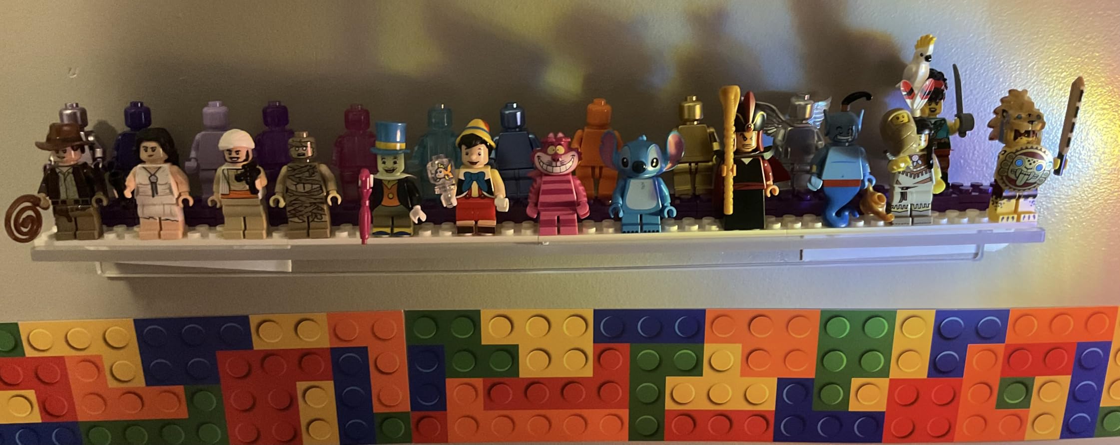 Tapeera 3-Pack Minifigure Display Shelves Compatible with LEGO, Acrylic Floating Shelf with Baseplate Studs, Building Bricks Wall Mount Organizer for Kids Room (Black, Floating Shelves) customer photo 2