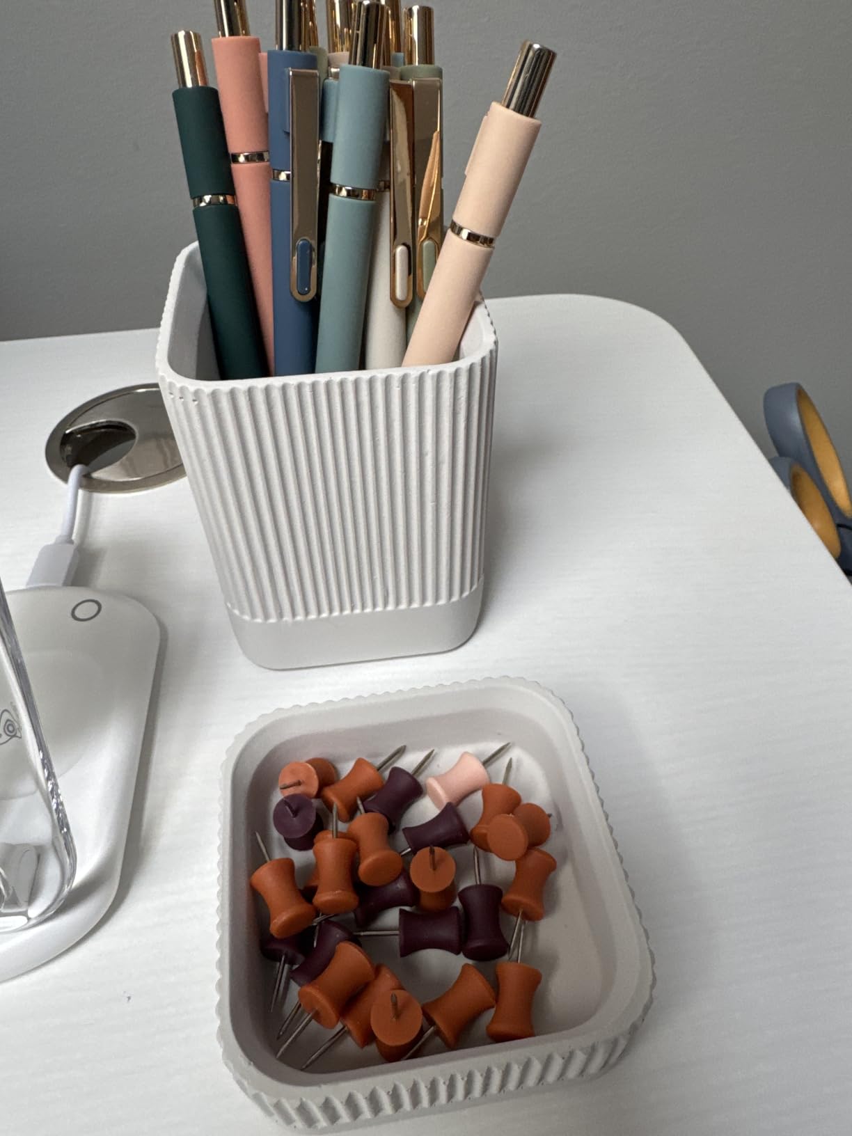 Aesthetic Desk Organizer Set of 3 For Your Office - Sturdy Concrete Desktop Accessories For Women or Men Enhance Any Office Decor - Set incl. Pen Holder, Paperclip Storage and Sticky Note Holder customer photo 1