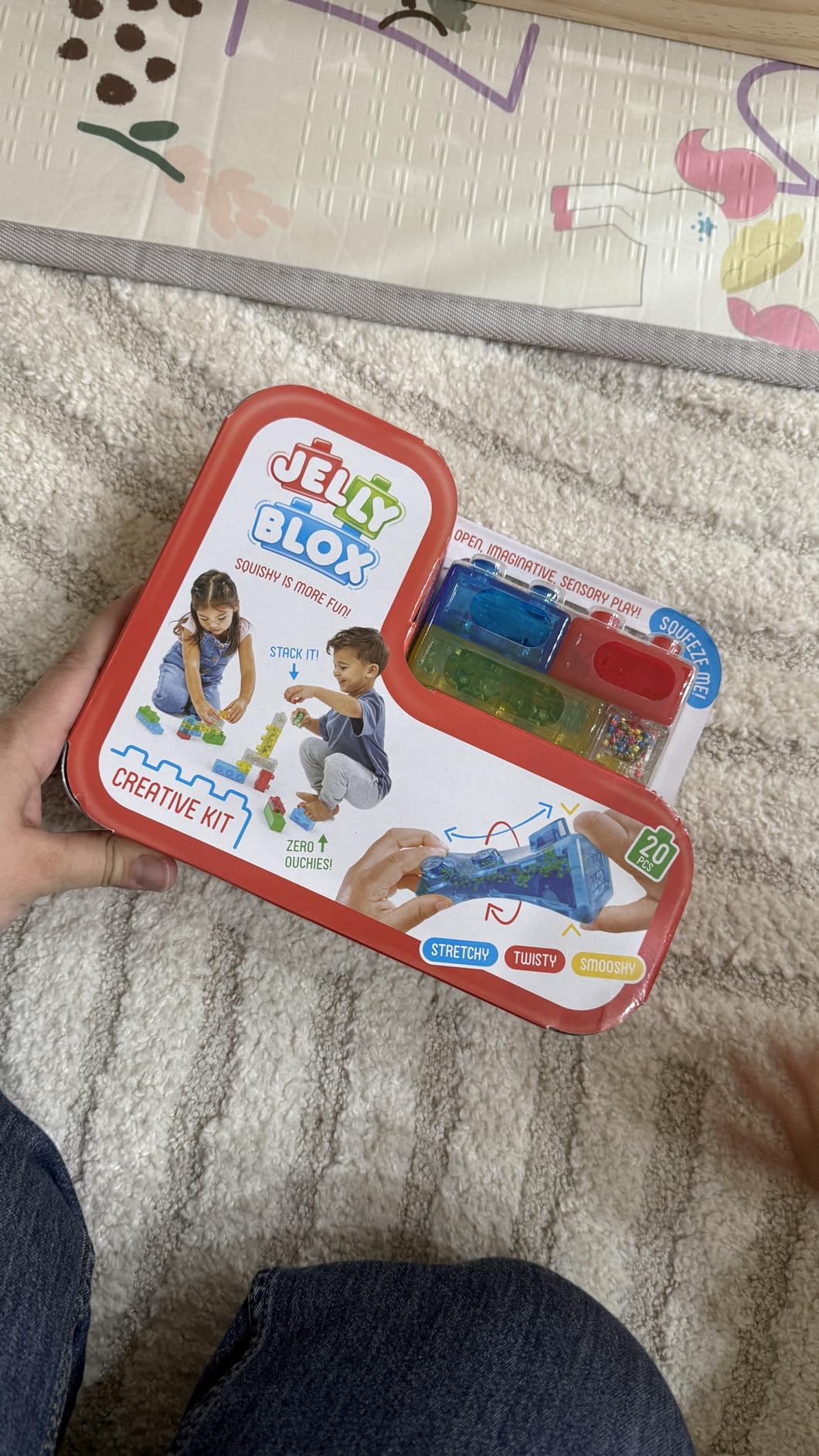 Jelly Blox Creative Kit | Includes 20 Blocks | Toddler & Preschool | Building Blocks Kids Can Squeeze, Stretch, Squish | MESH ACCREDITED | Safety Tested & Ouch-Free | Sensory Play Toy Ages 2+ customer photo 1
