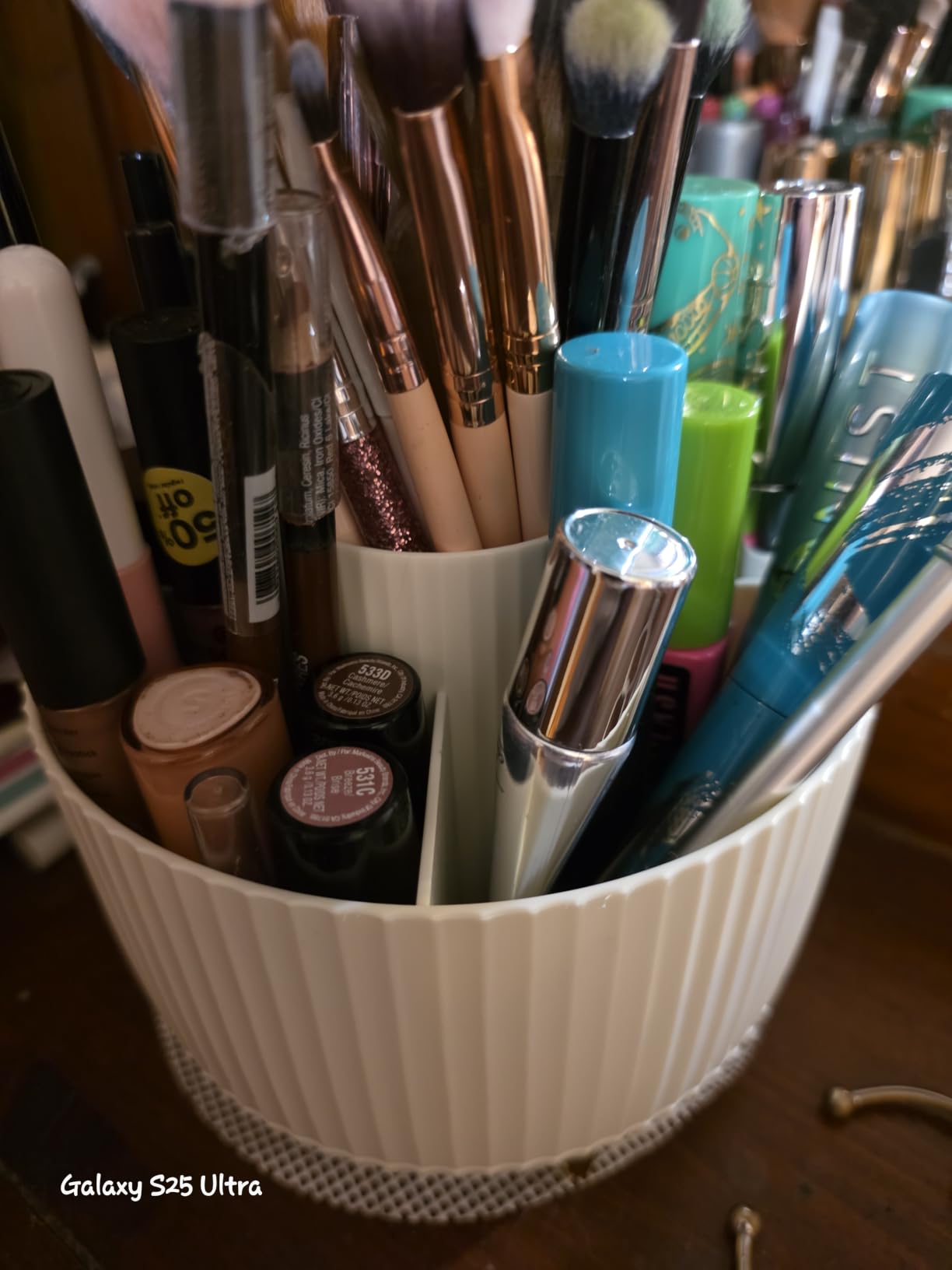 SKYDUE 360 Degree Rotating Desk Organizer, Dual-Purpose Pencil Pen Holder for Desktop, Rotating Desk Pen Organizer with 5 Slots, Office Supplies, Pencil Cup for Office, School, Home customer photo 1